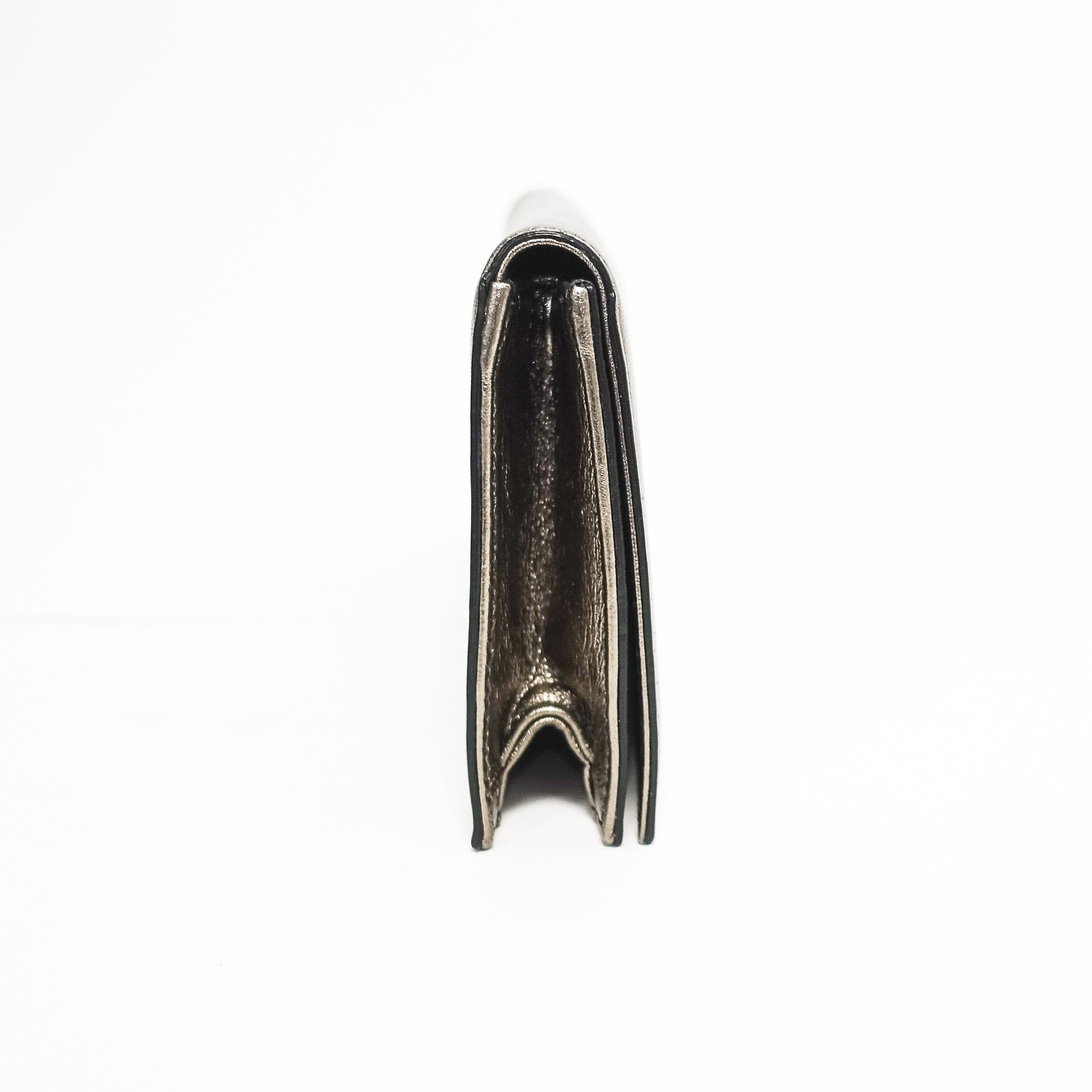 Gucci Grey Metallic Leather Clutch