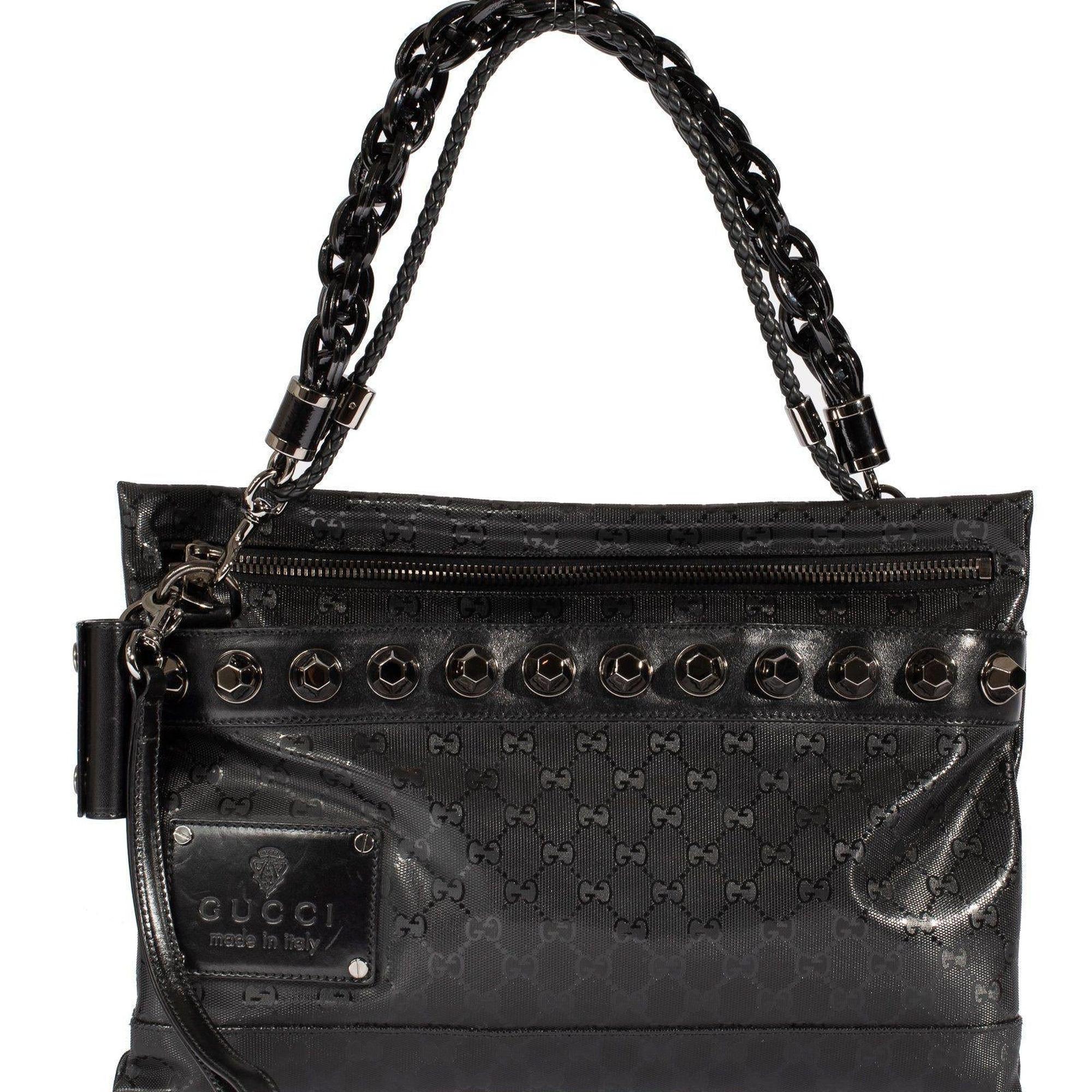 Gucci Imprime Studded Clutch Shoulder Bag