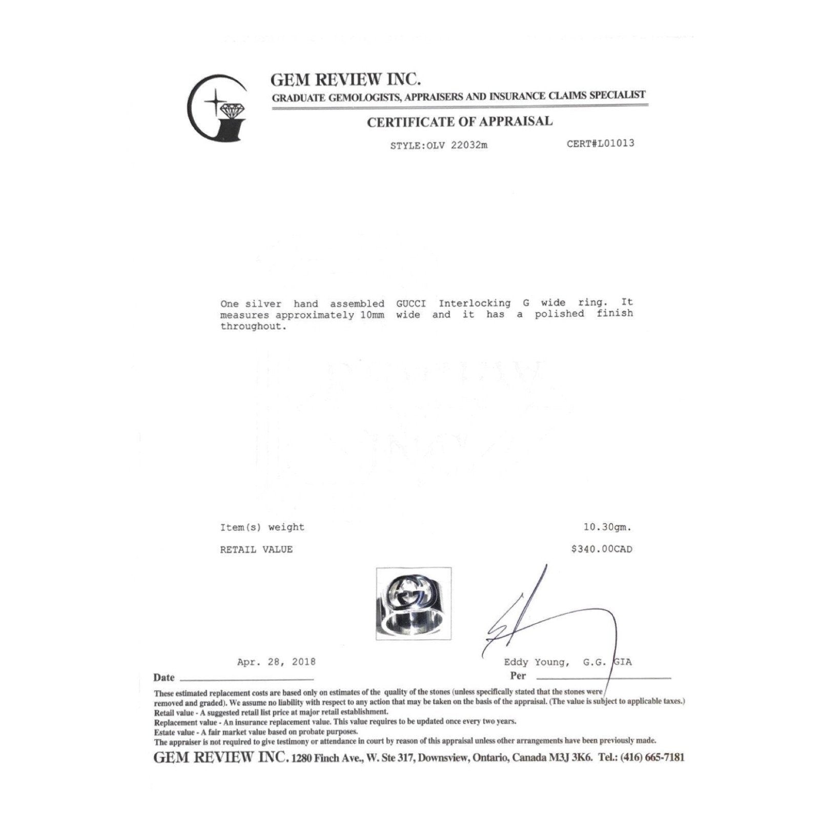 Gucci Interlocking G Wide Ring