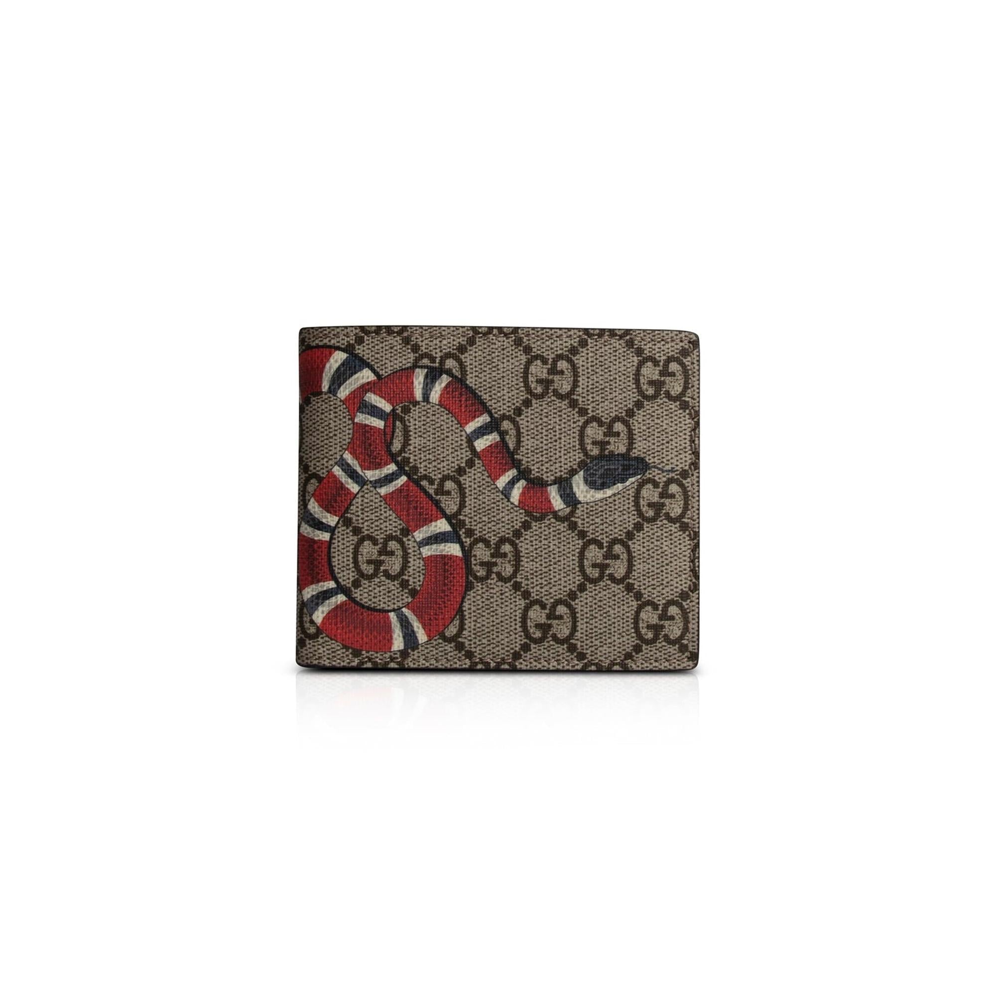 Gucci Kingsnake Print GG Supreme Bifold Wallet