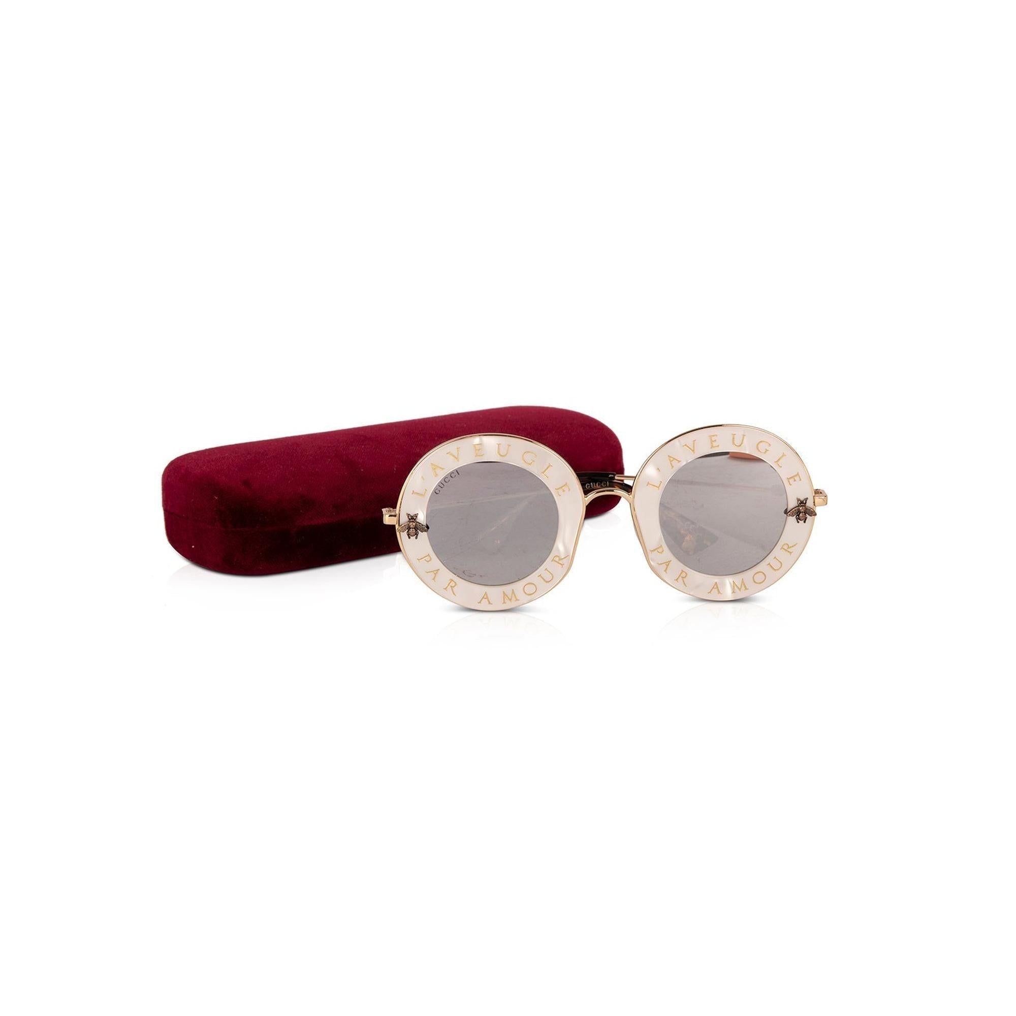 Gucci 'L'Avenugle Par Amour' Round Sunglasses w/ Case