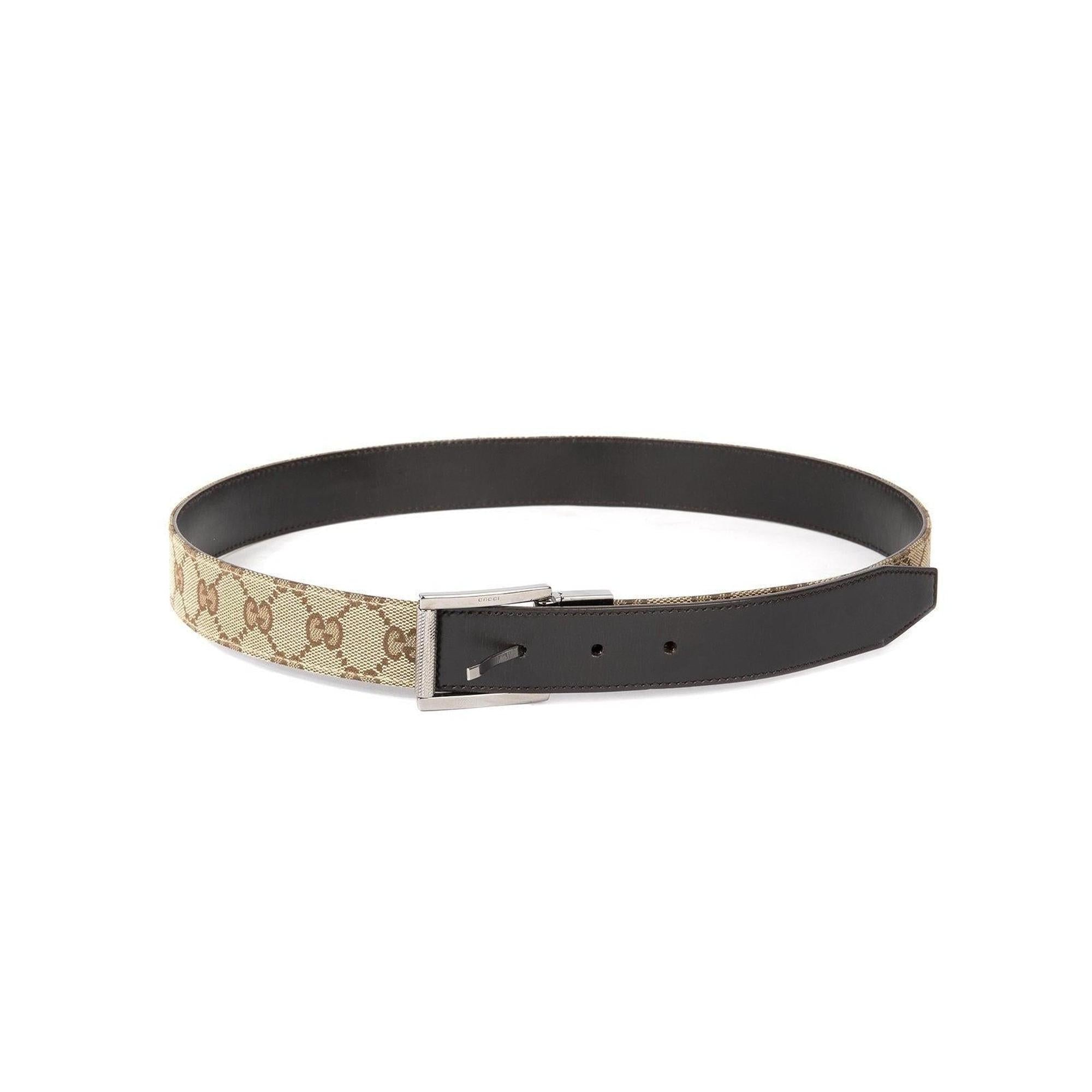 Gucci Leather Trim GG Canvas Belt