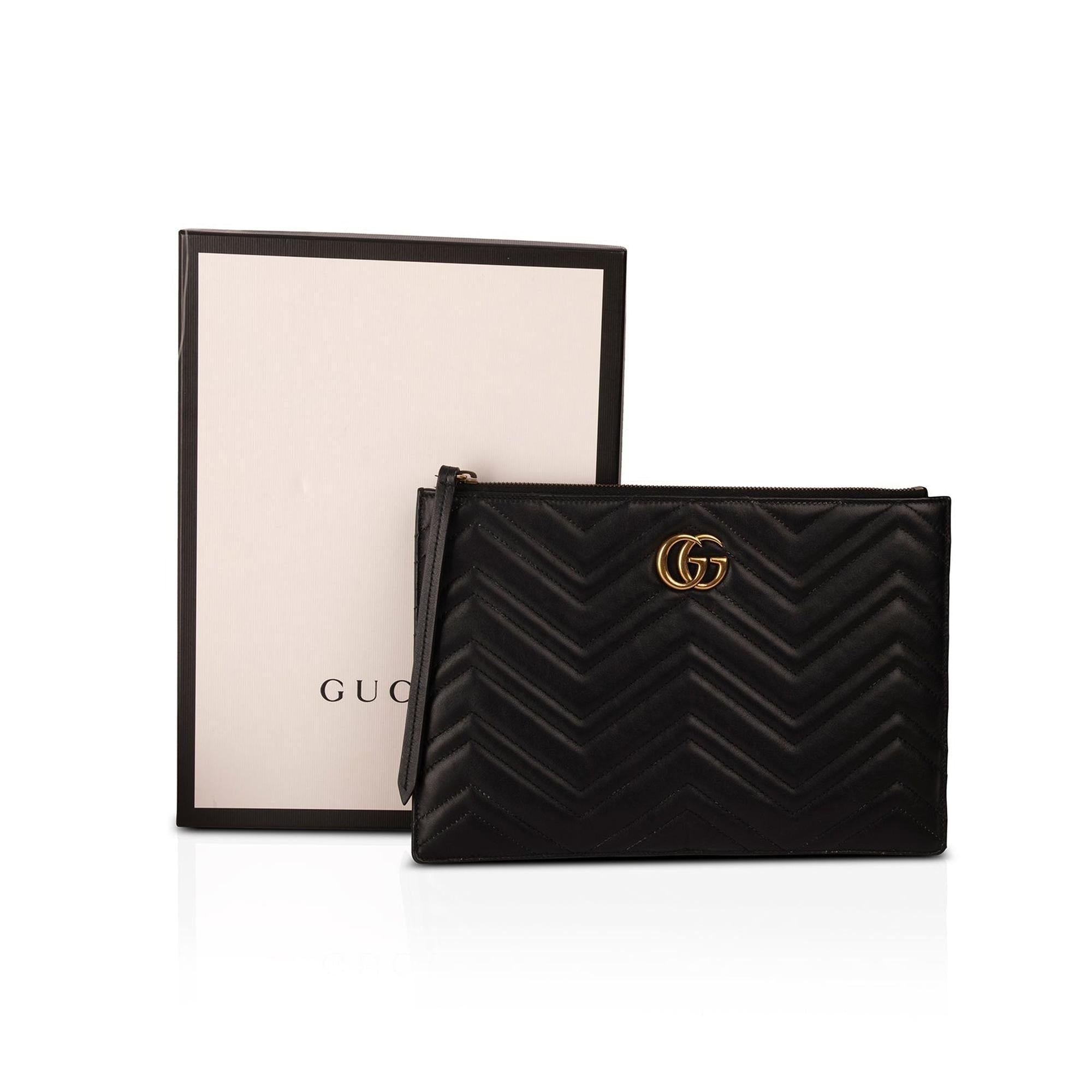 Gucci Matelasse GG Marmont Zip Pouch w/ Box