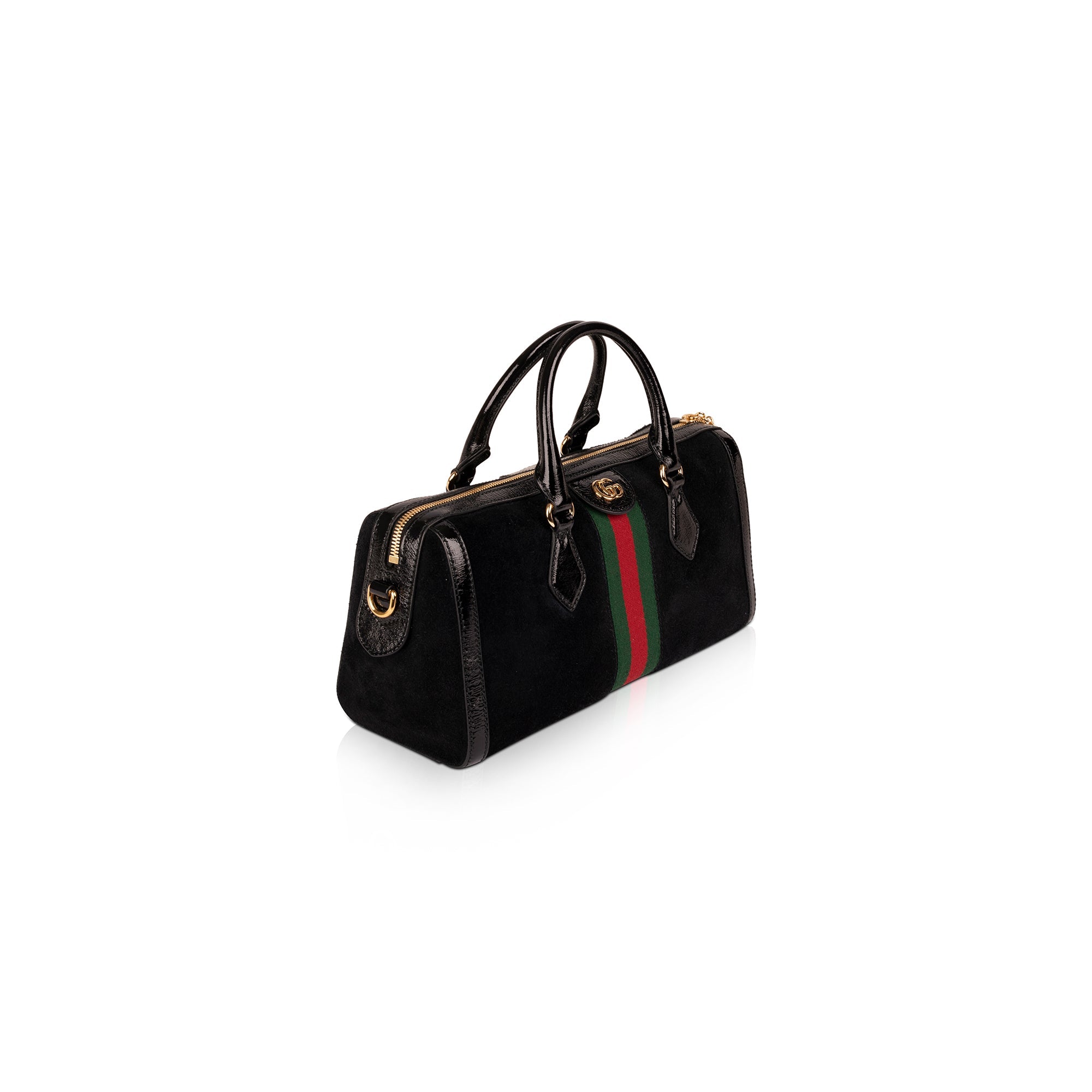 Gucci Medium Suede Ophidia Web Boston Bag