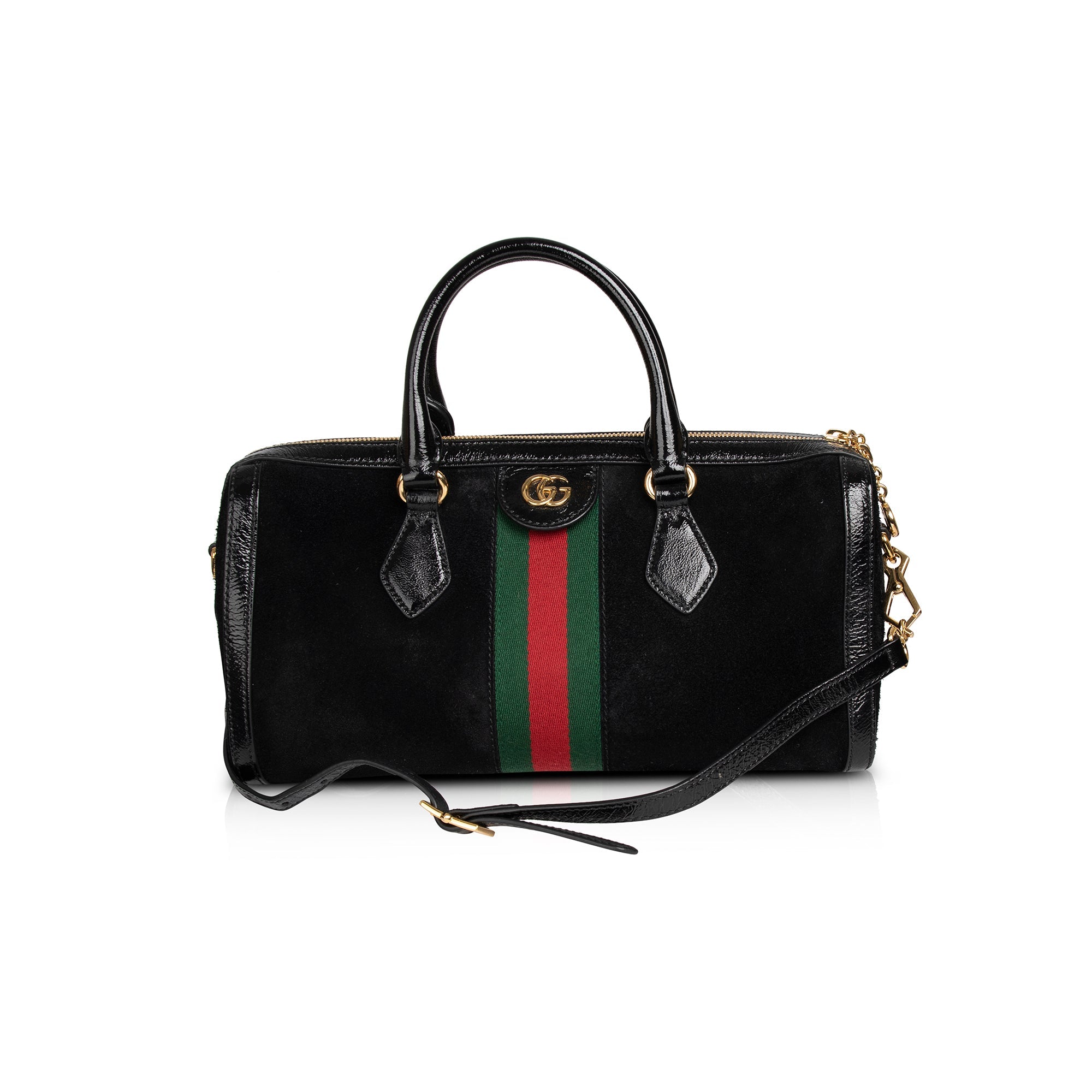 Gucci Medium Suede Ophidia Web Boston Bag