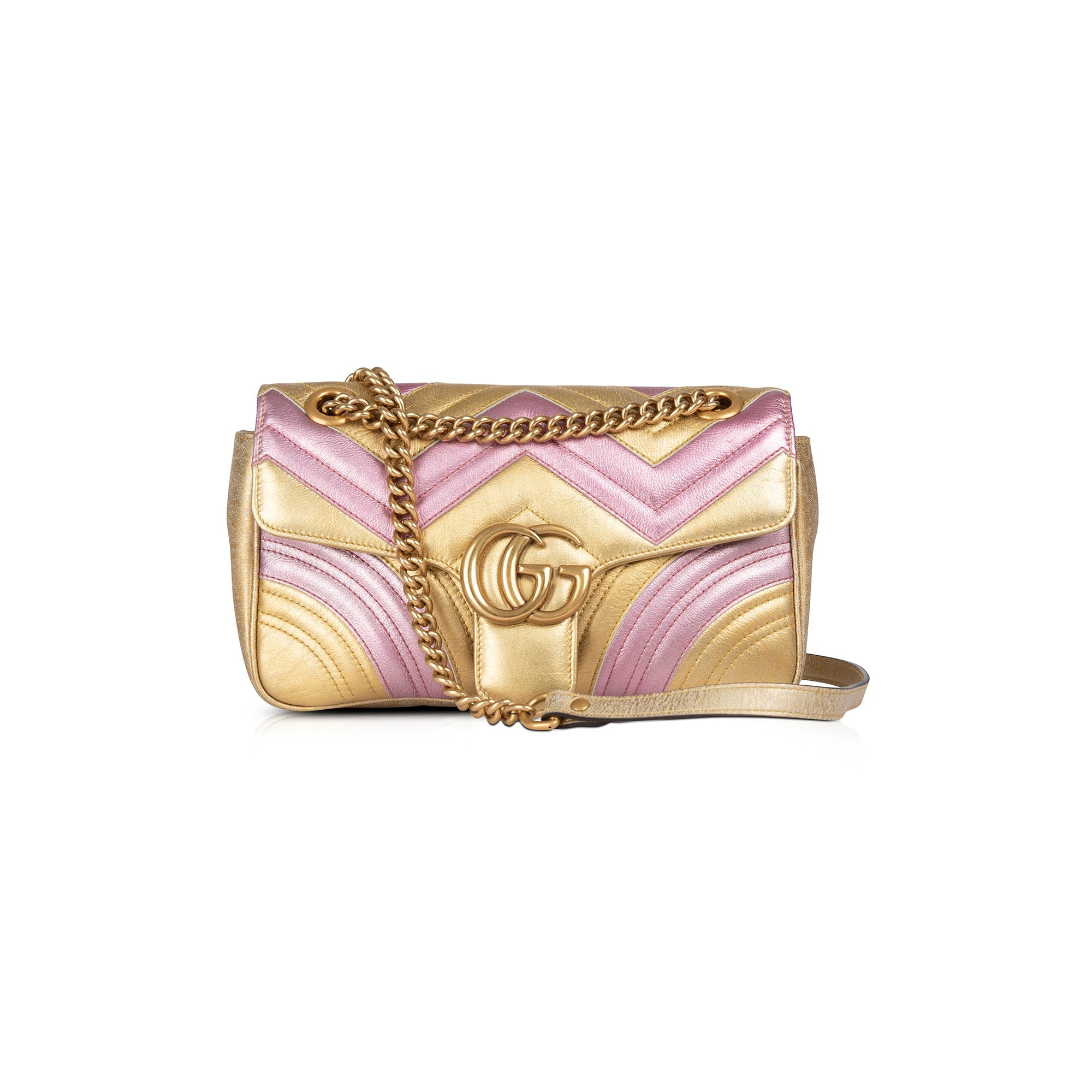 Gucci Metallic GG Marmont Matelasse Small Shoulder Bag