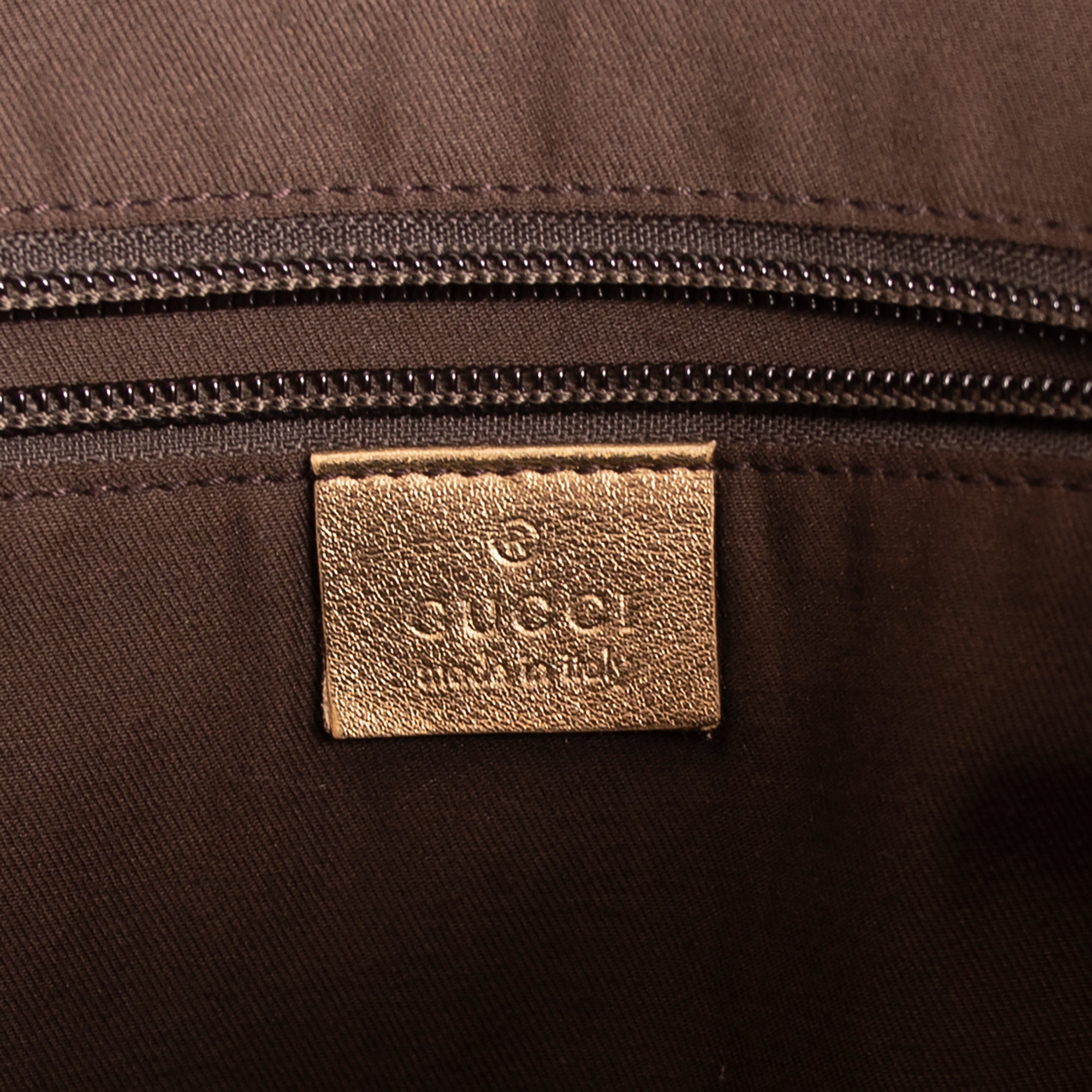 Gucci Metallic Gold GG Canvas Web Shopper Tote