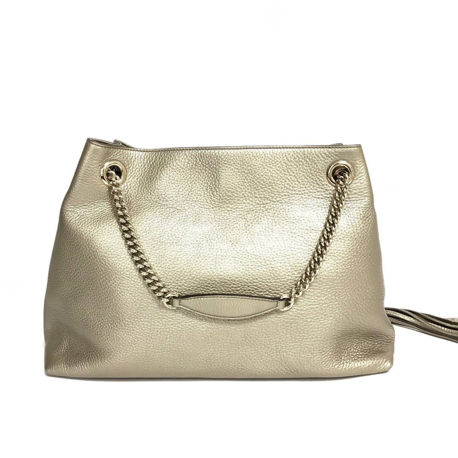 Gucci Metallic Pebbled Calfskin Soho Chain Tote Bag