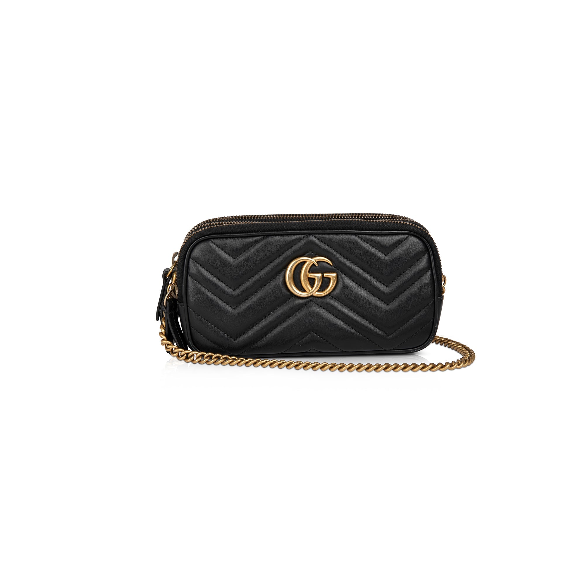 Gucci Mini GG Marmont Triple-Zip Camera Chain Bag w/ Box