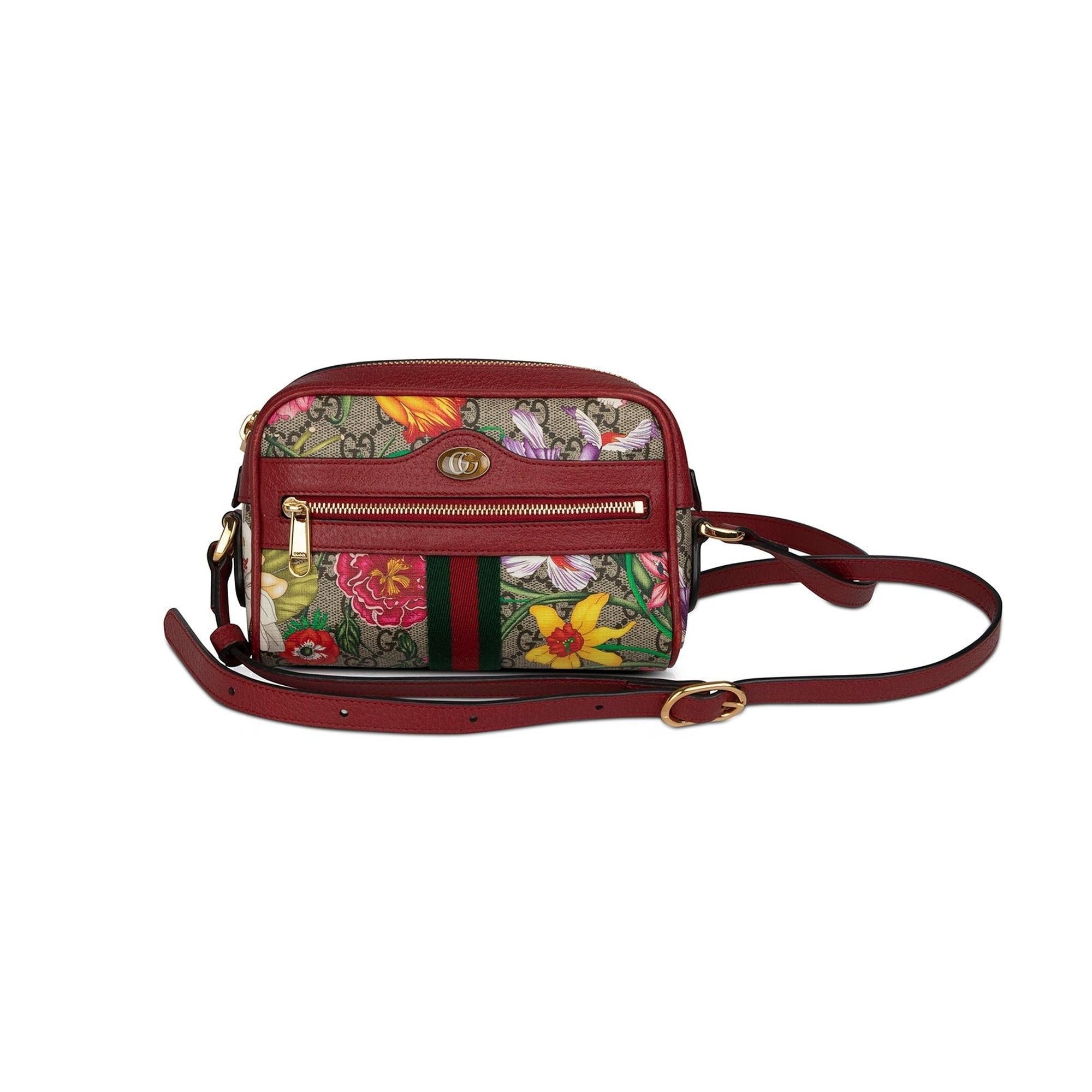 Gucci Mini GG Supreme Flora Ophidia Crossbody Bag