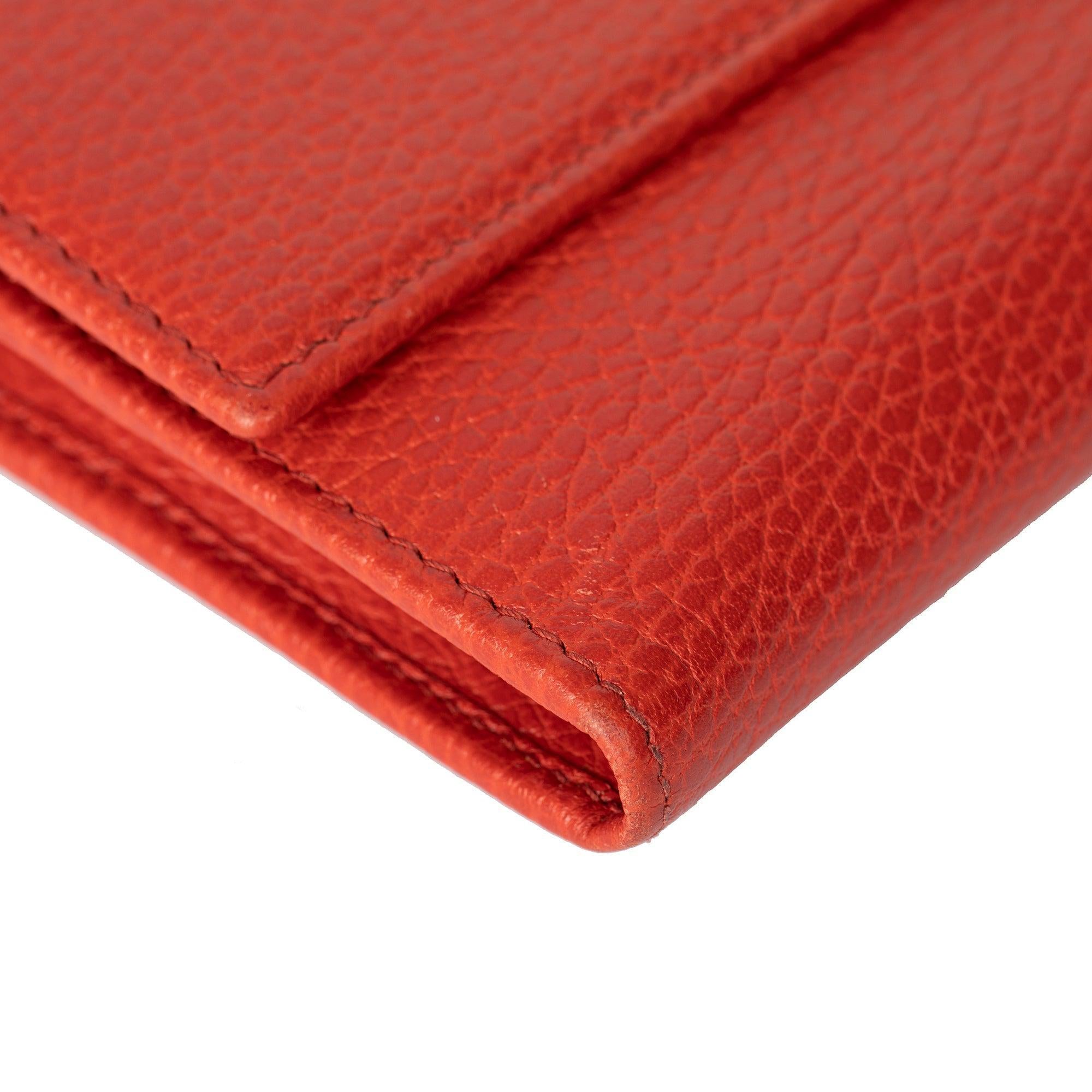 Gucci Red Leather Swing Continental Wallet w/ Box