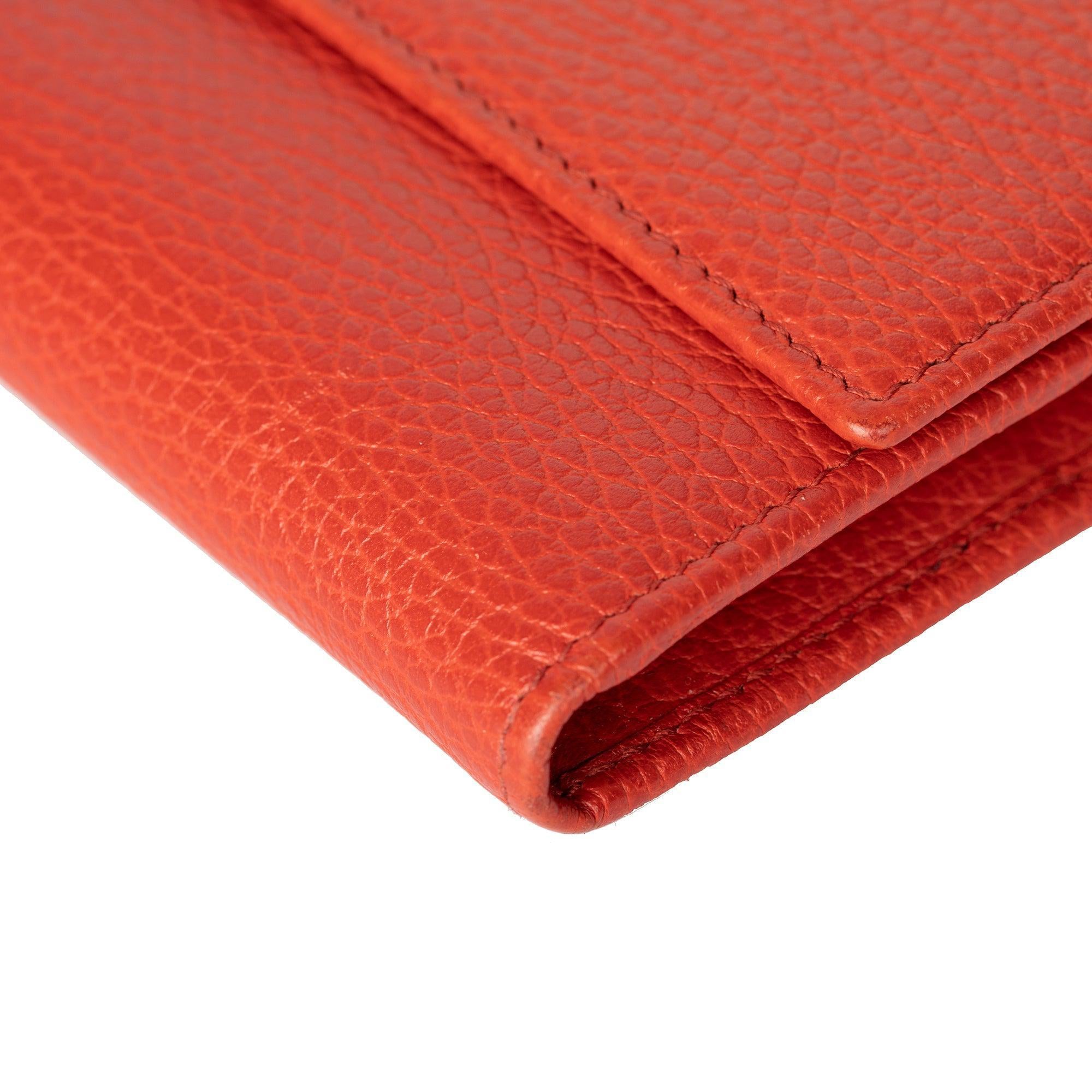 Gucci Red Leather Swing Continental Wallet w/ Box