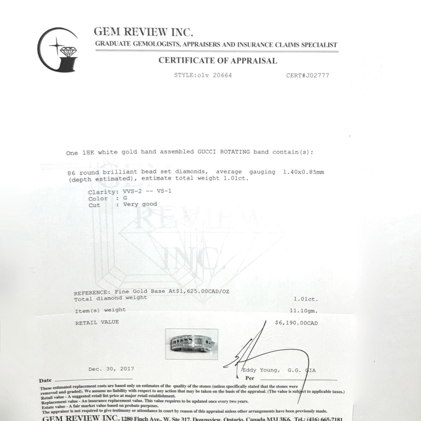 Gucci Rotating Diamond Band Ring