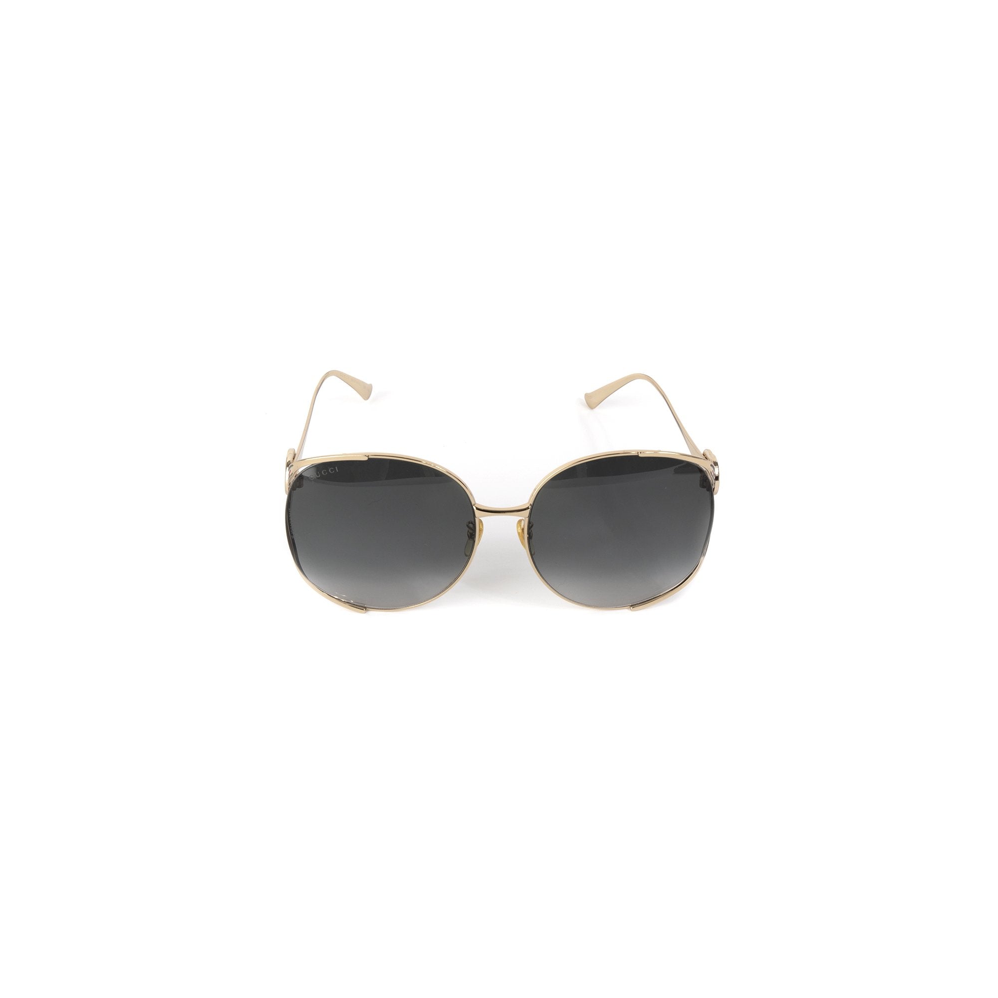 Gucci Round-Frame Metal Sunglasses w/ Case
