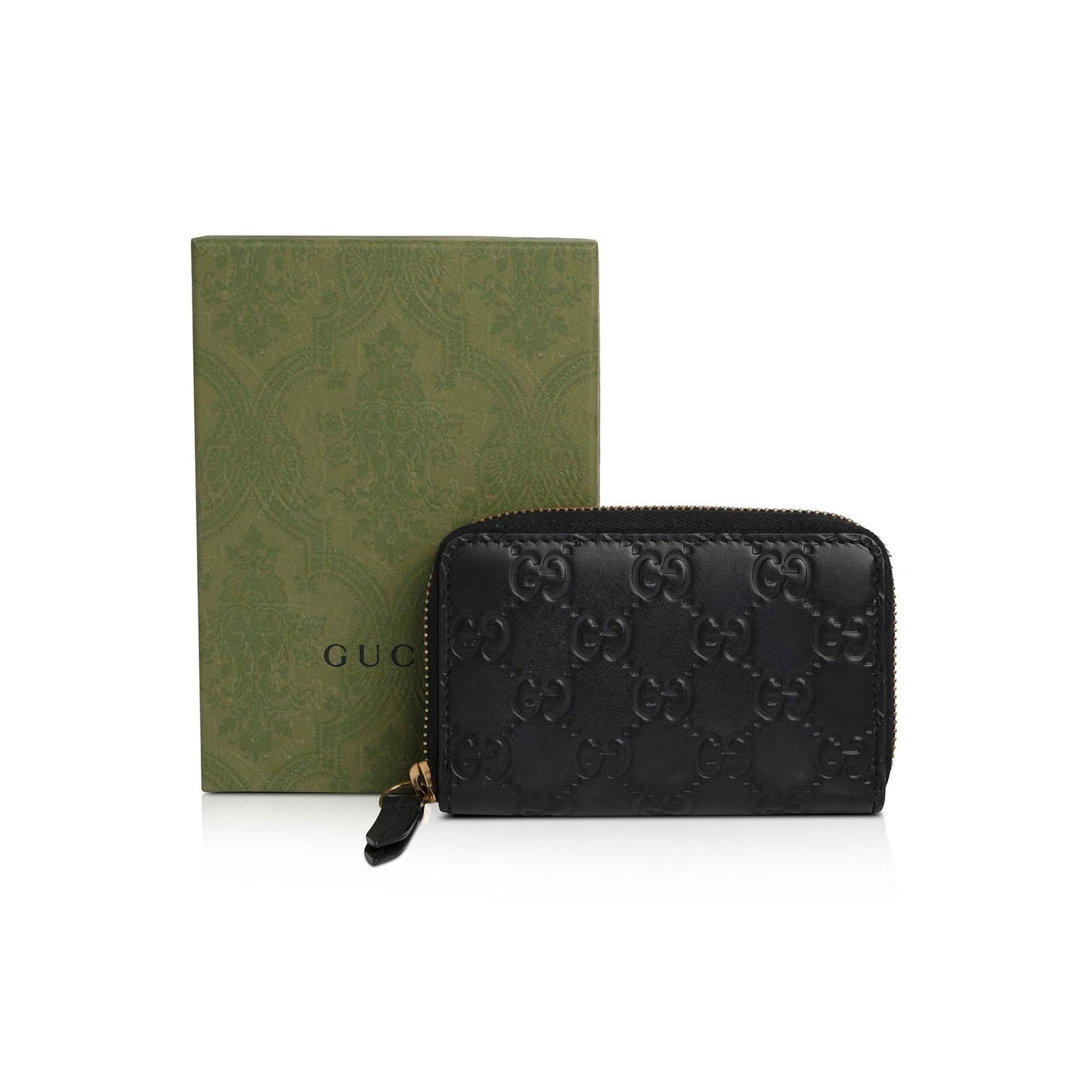 Gucci Signature Leather Card Case w/ Box