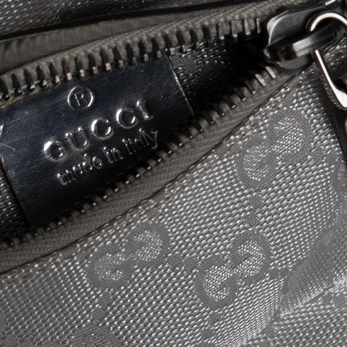 Gucci Silver GG Canvas Web Double Belt Bag