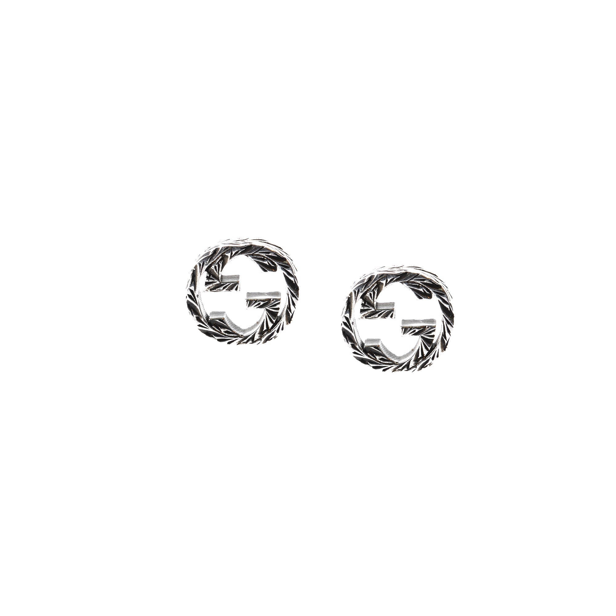 Gucci Silver Interlocking G Stud Earrings w/ Box