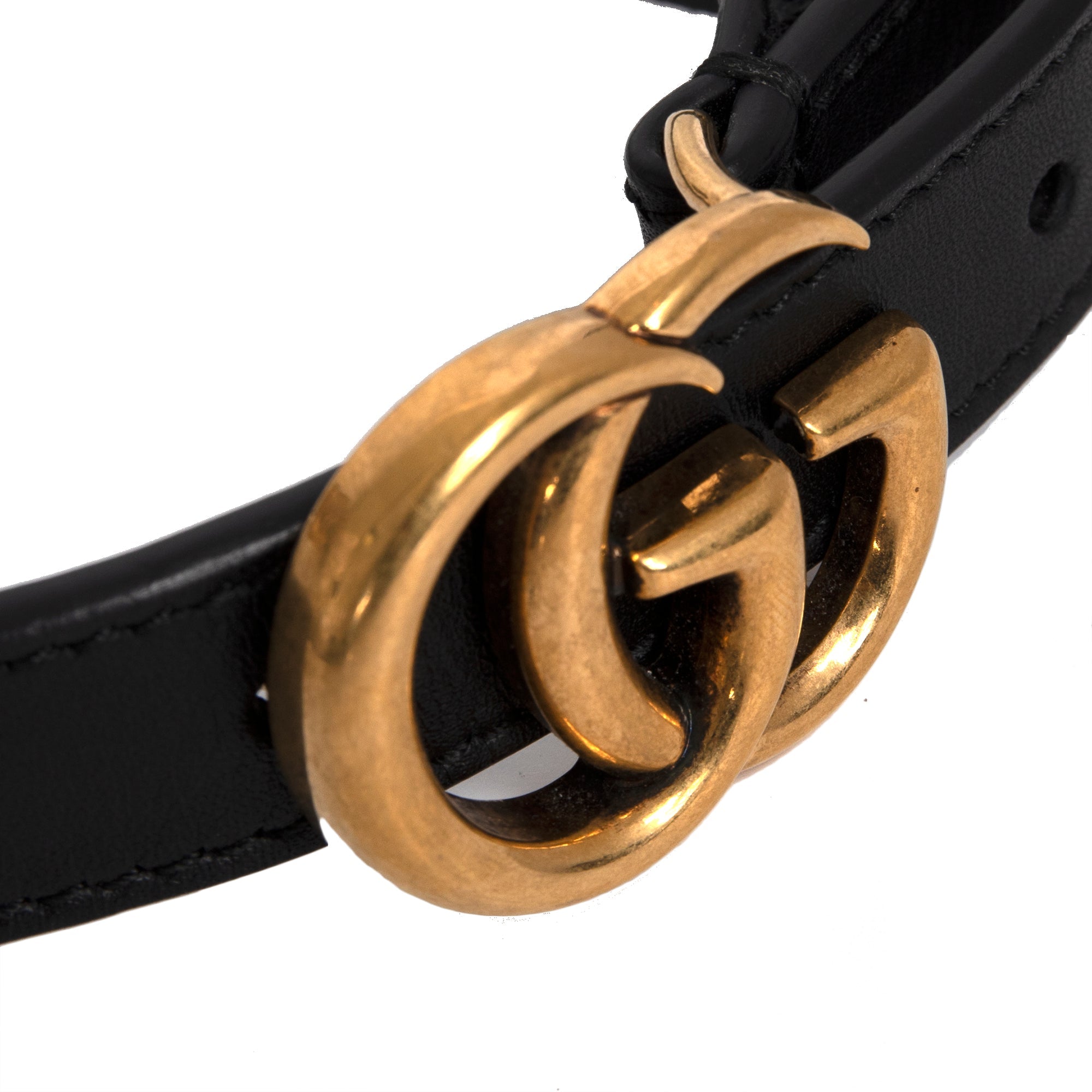 Gucci Skinny Leather Belt with Double G Buckle
