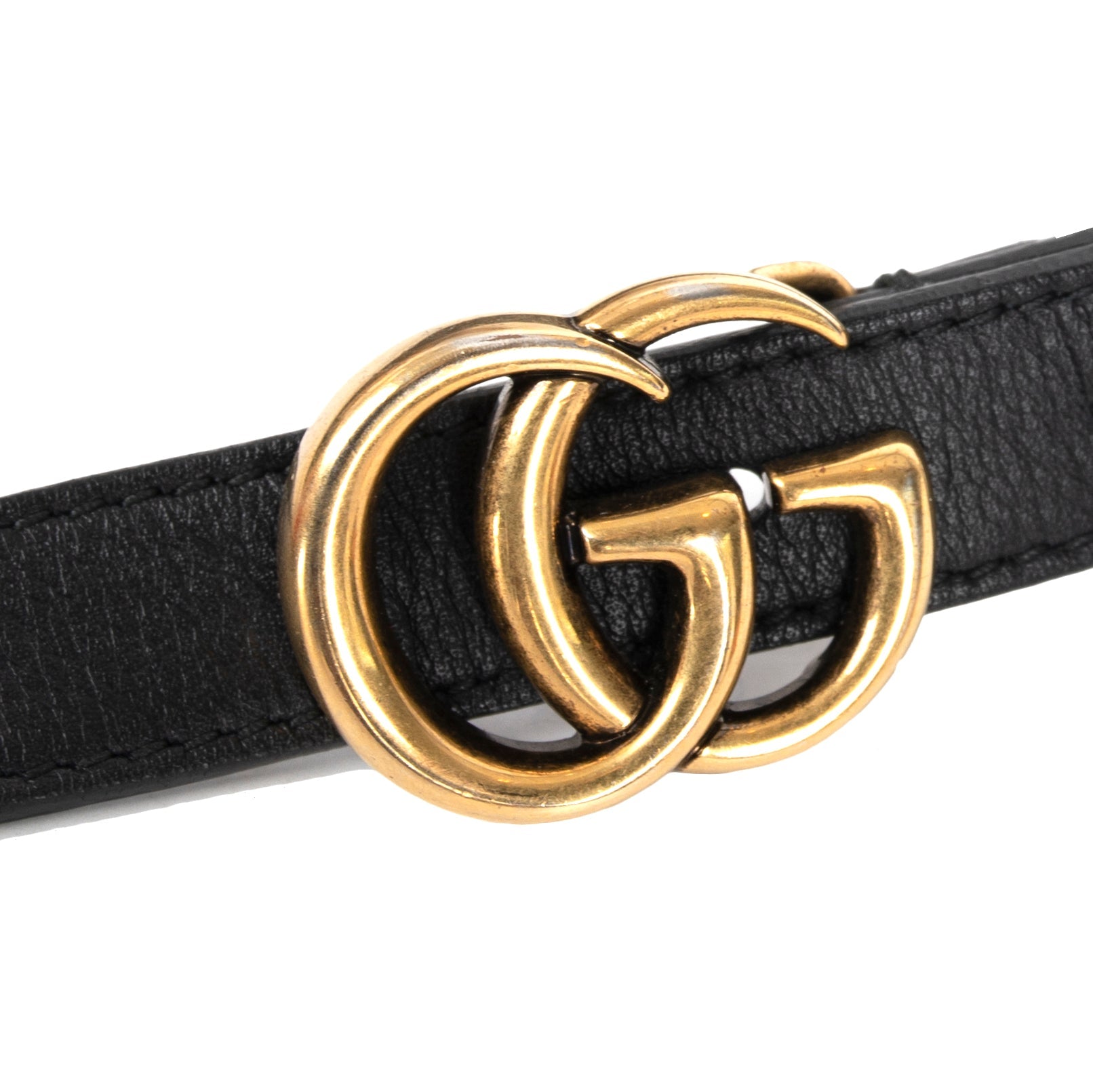 Gucci Skinny Leather Belt with Double G Buckle