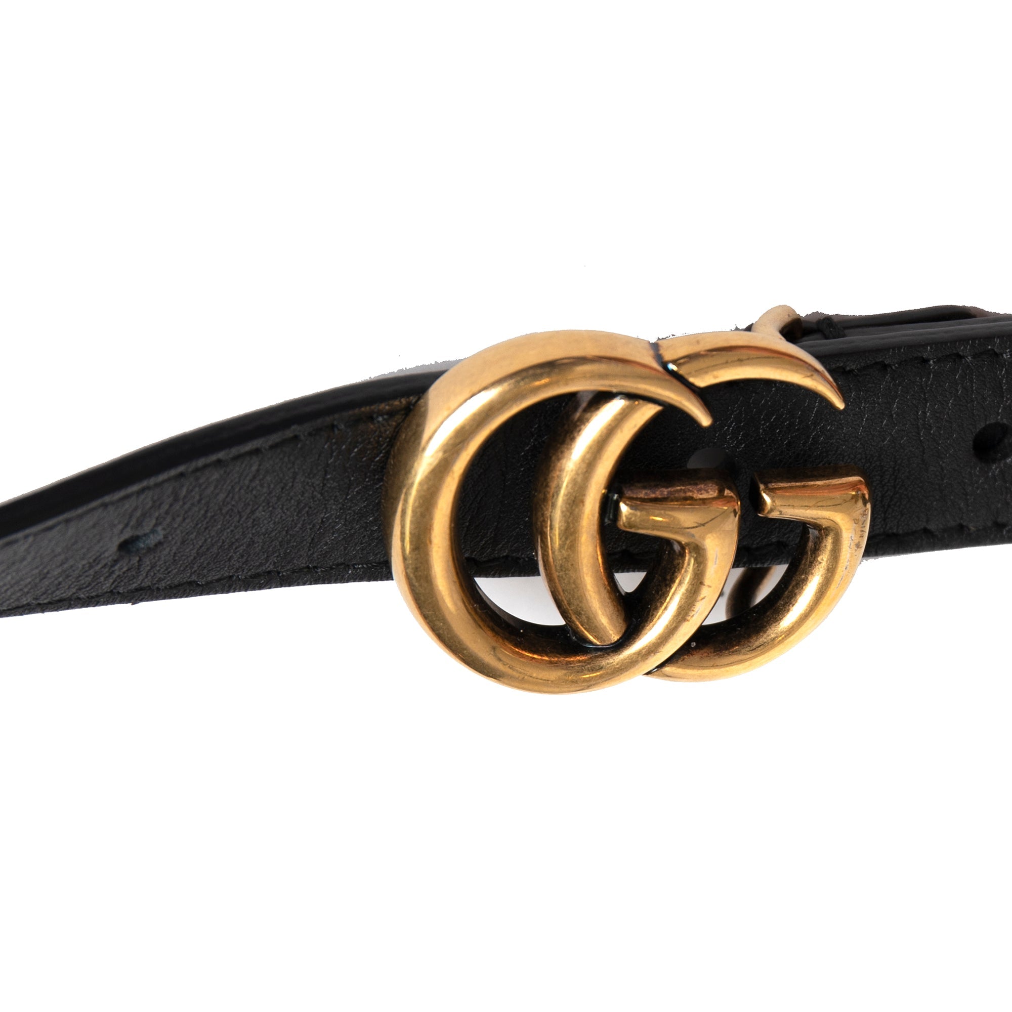 Gucci Skinny Leather Belt with Double G Buckle