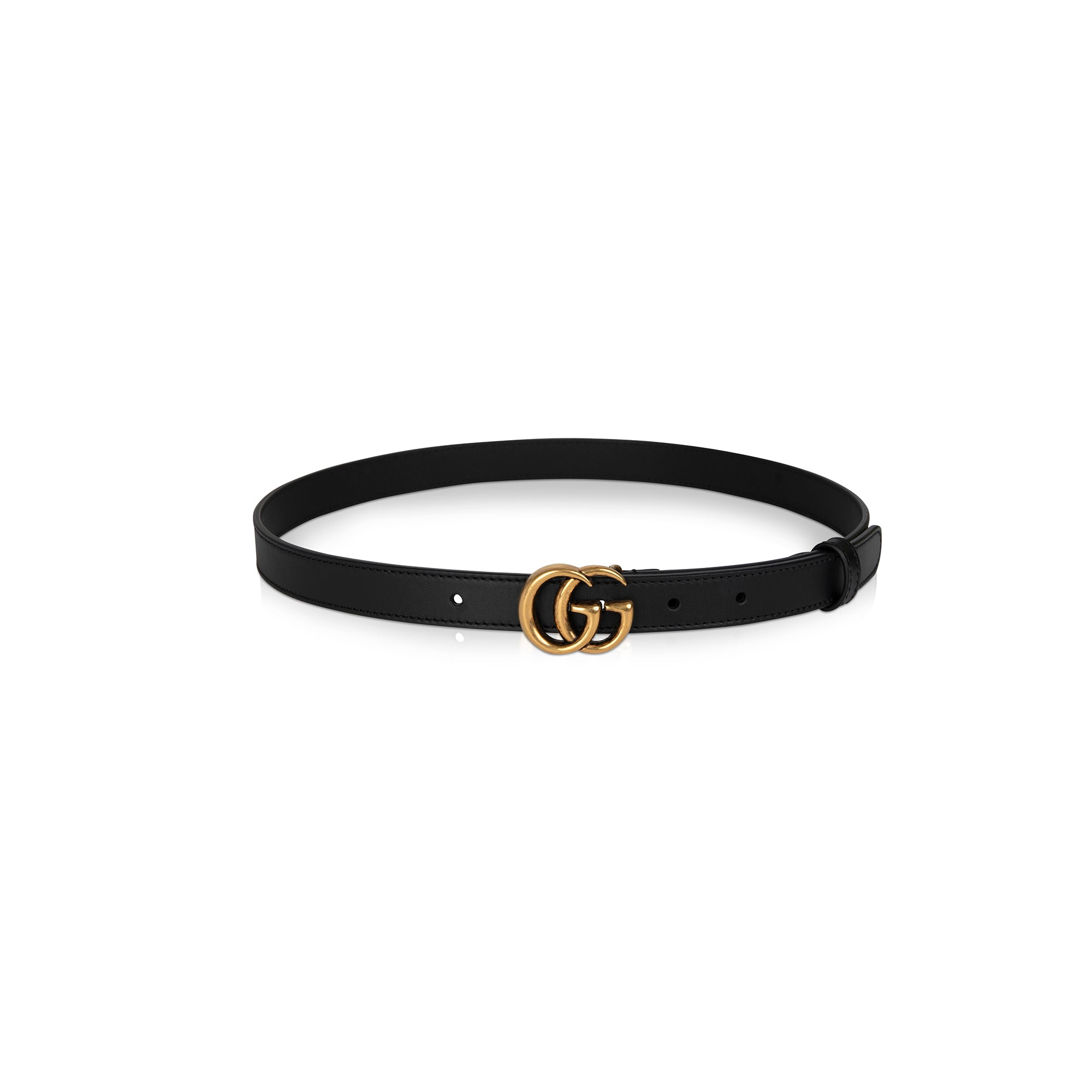 Gucci Skinny Leather Belt with Double G Buckle w/ Box & Receipt