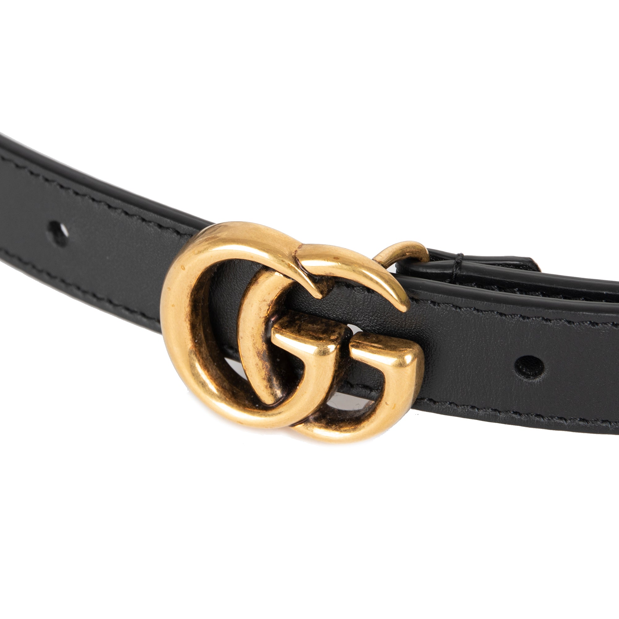 Gucci Skinny Leather Belt with Double G Buckle w/ Box & Receipt