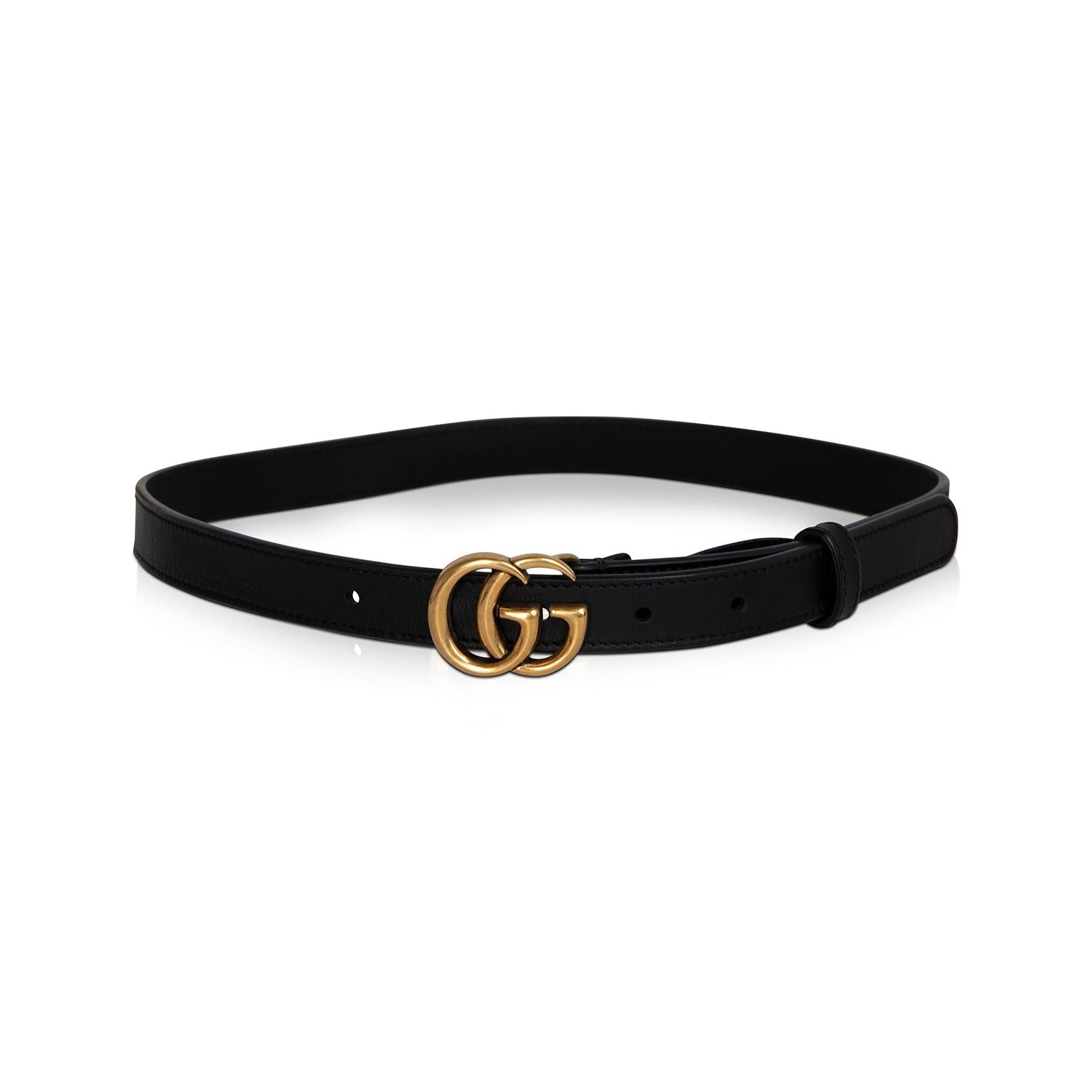 Gucci Skinny Leather Belt with Double G Buckle