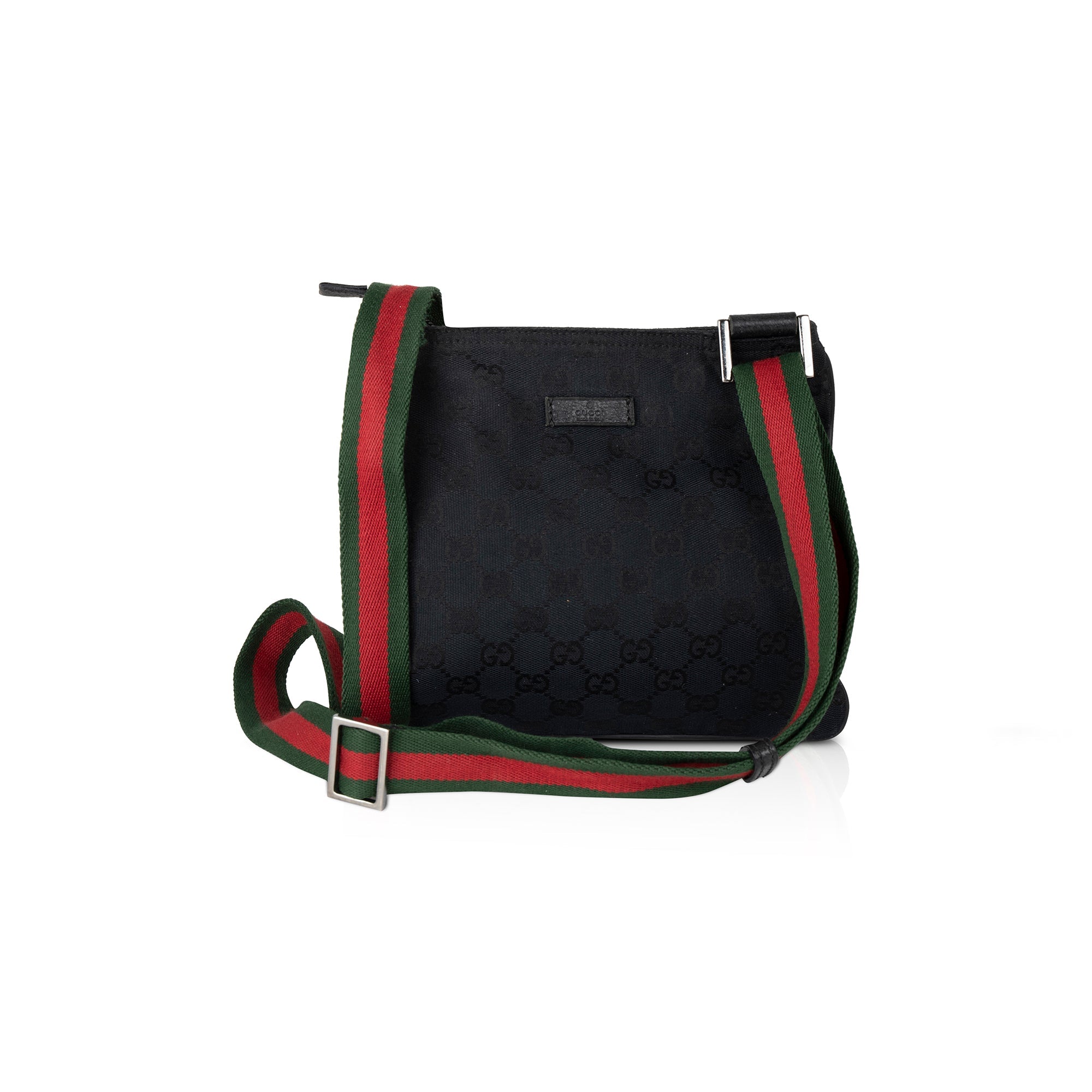 Gucci Small Black GG Canvas Web Crossbody Bag w/ Box