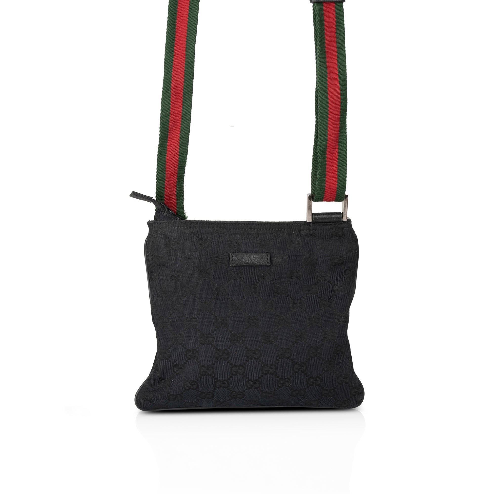 Gucci Small Black GG Canvas Web Crossbody Bag w/ Box