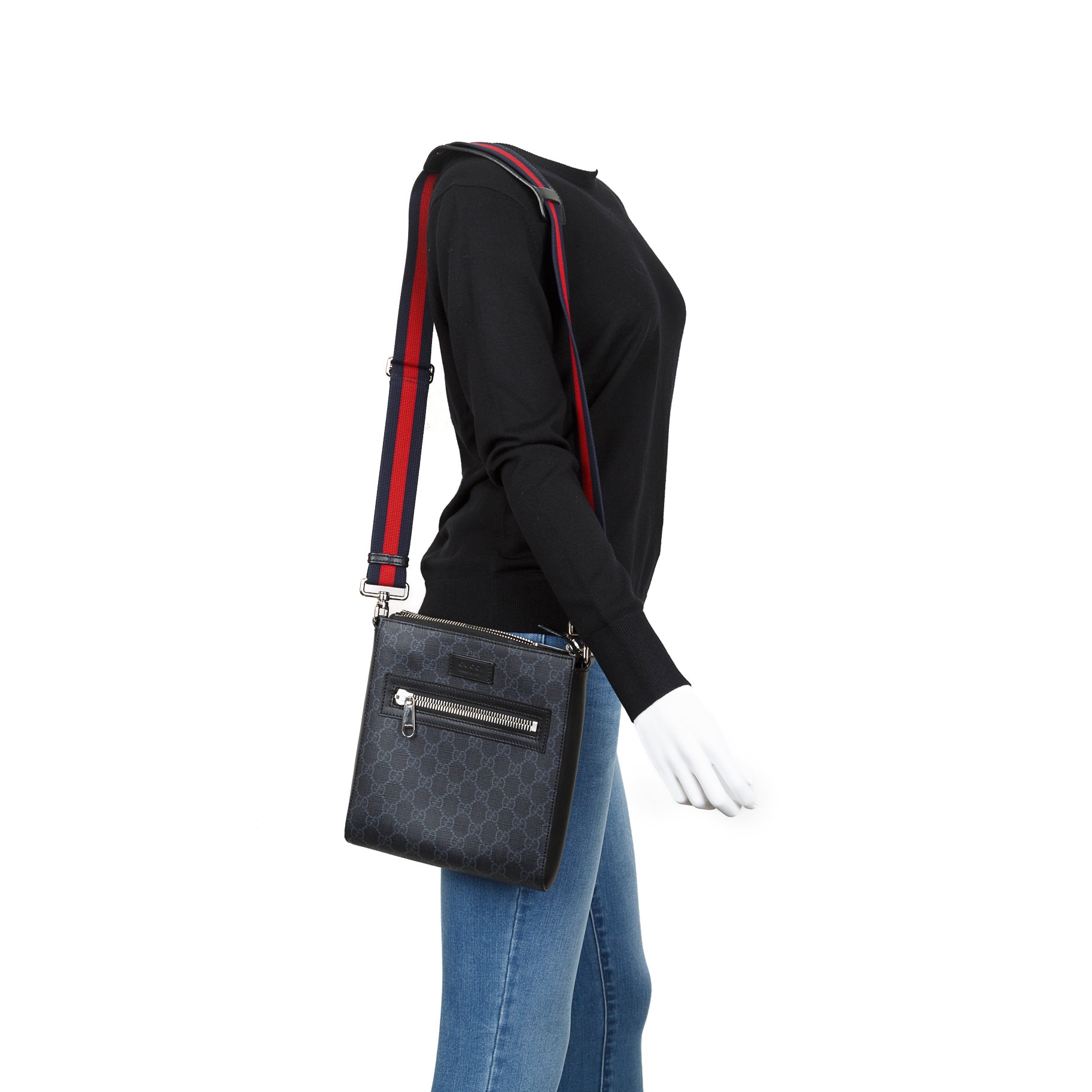Gucci Small Black GG Supreme Messenger Bag