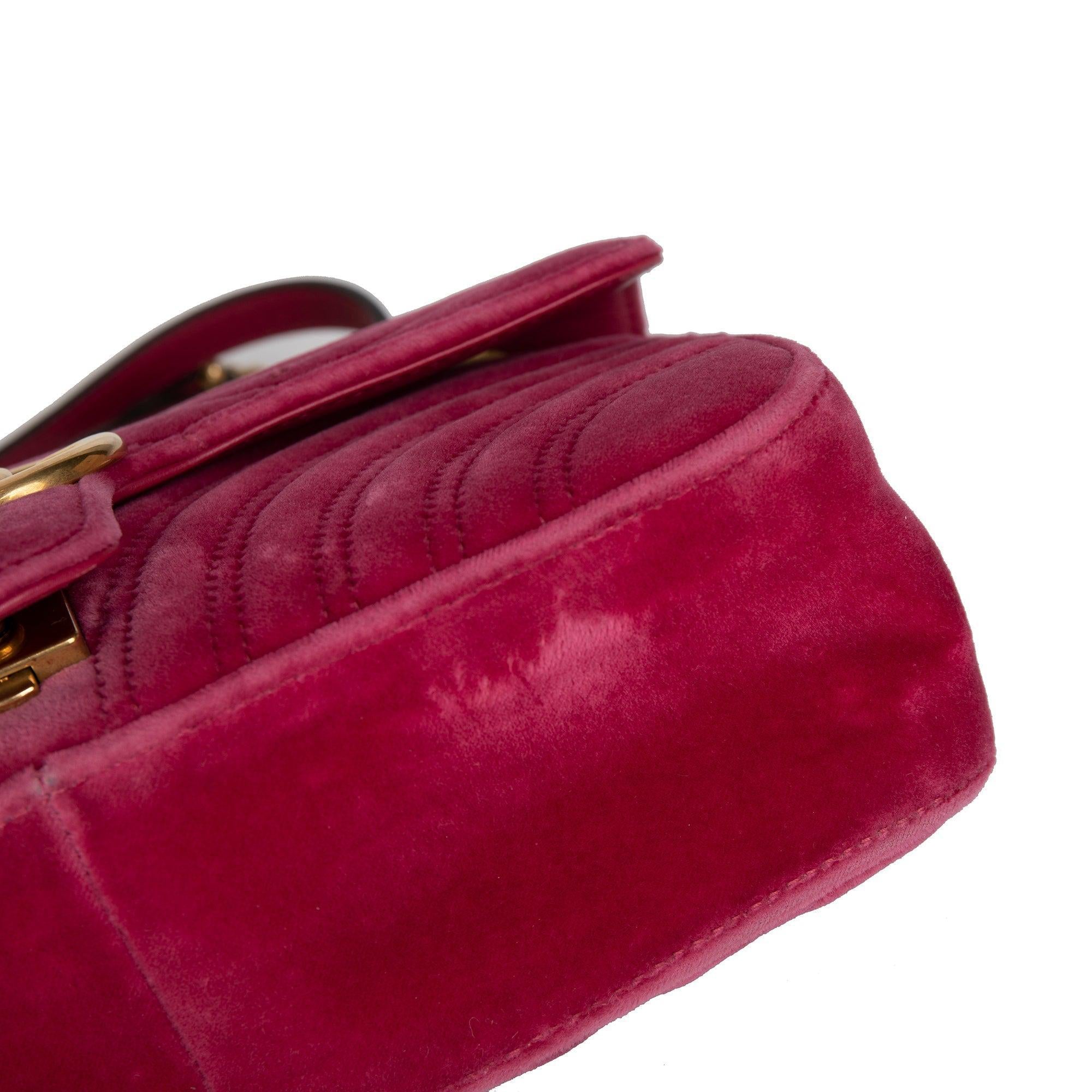 Gucci Small GG Marmont Matelasse Velvet Shoulder Bag