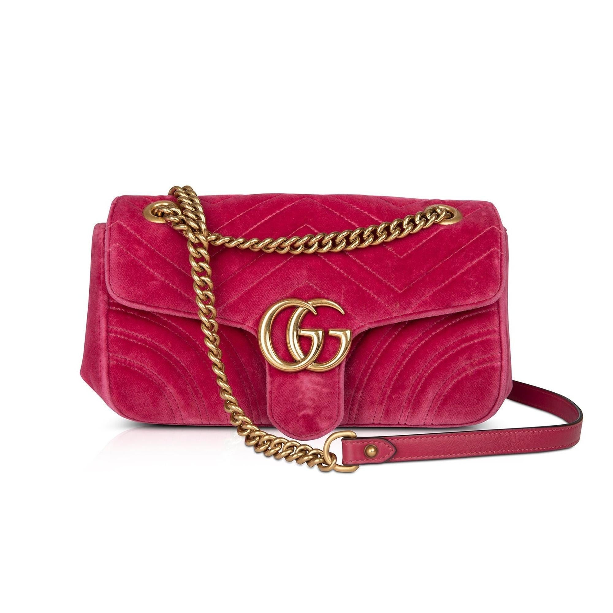 Gucci Small GG Marmont Matelasse Velvet Shoulder Bag
