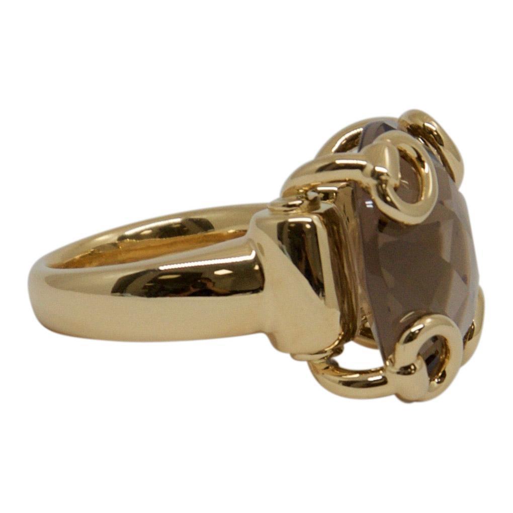 Gucci Smoky Quartz Horsebit Cocktail Ring