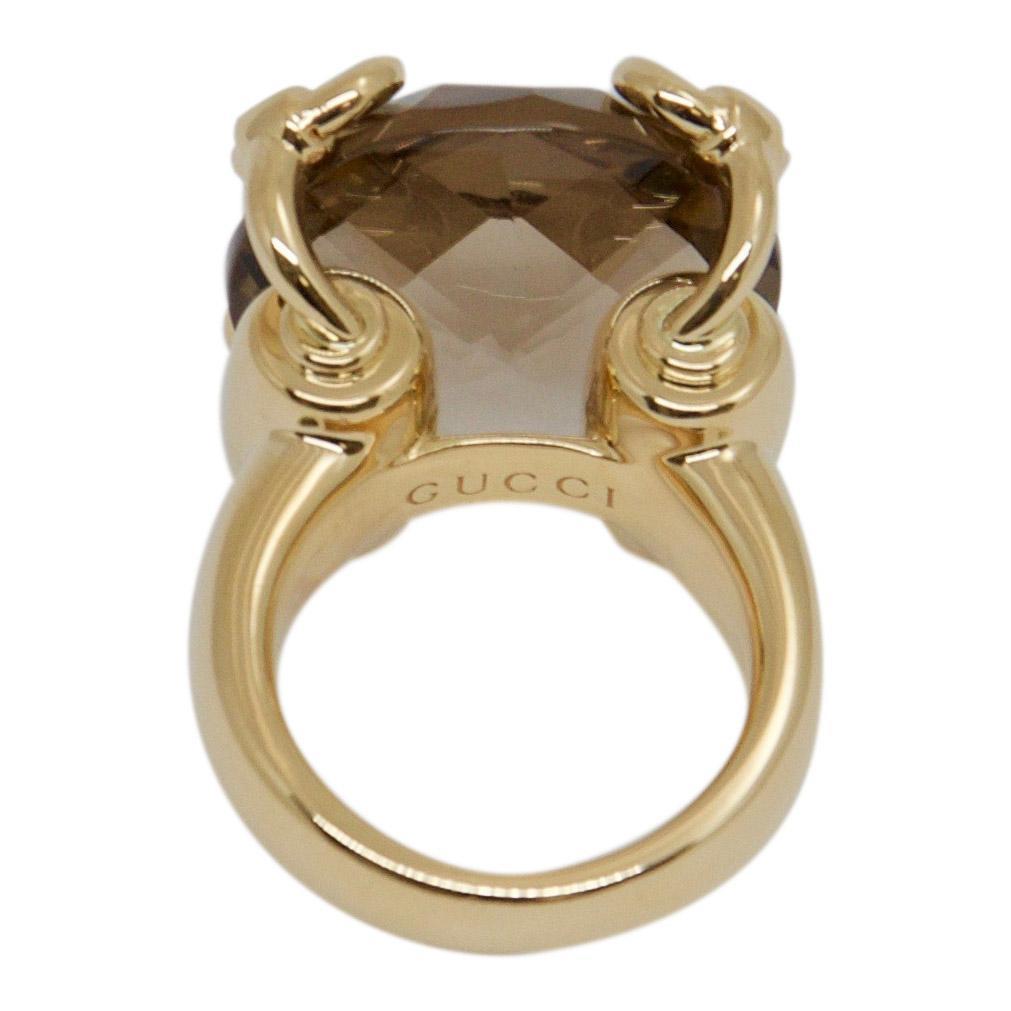 Gucci Smoky Quartz Horsebit Cocktail Ring