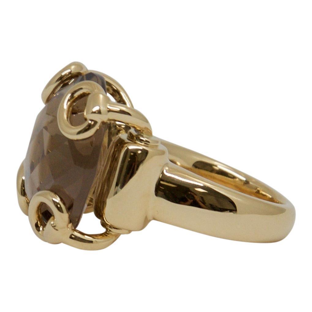 Gucci Smoky Quartz Horsebit Cocktail Ring