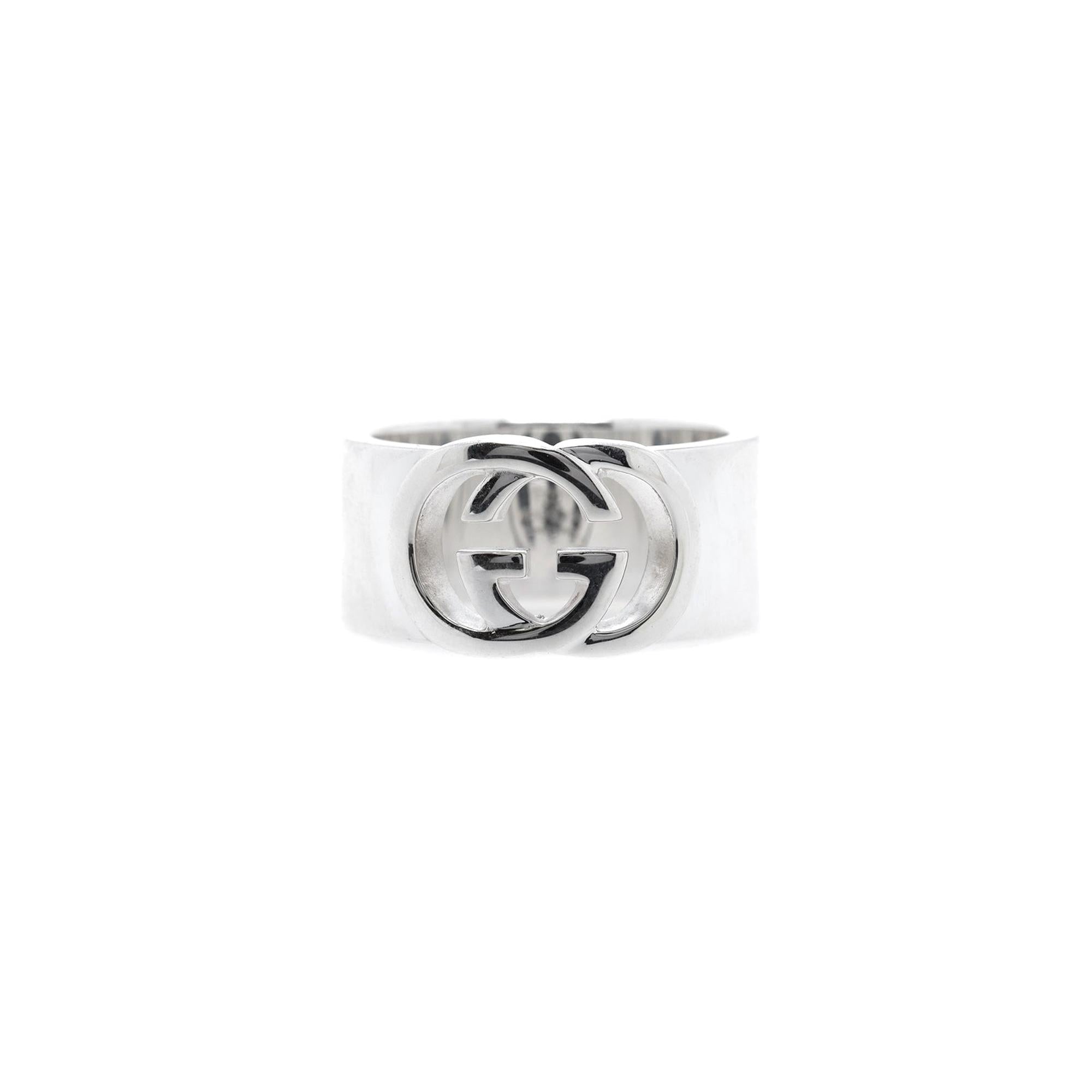 Gucci Sterling Silver Interlocking G Wide Ring
