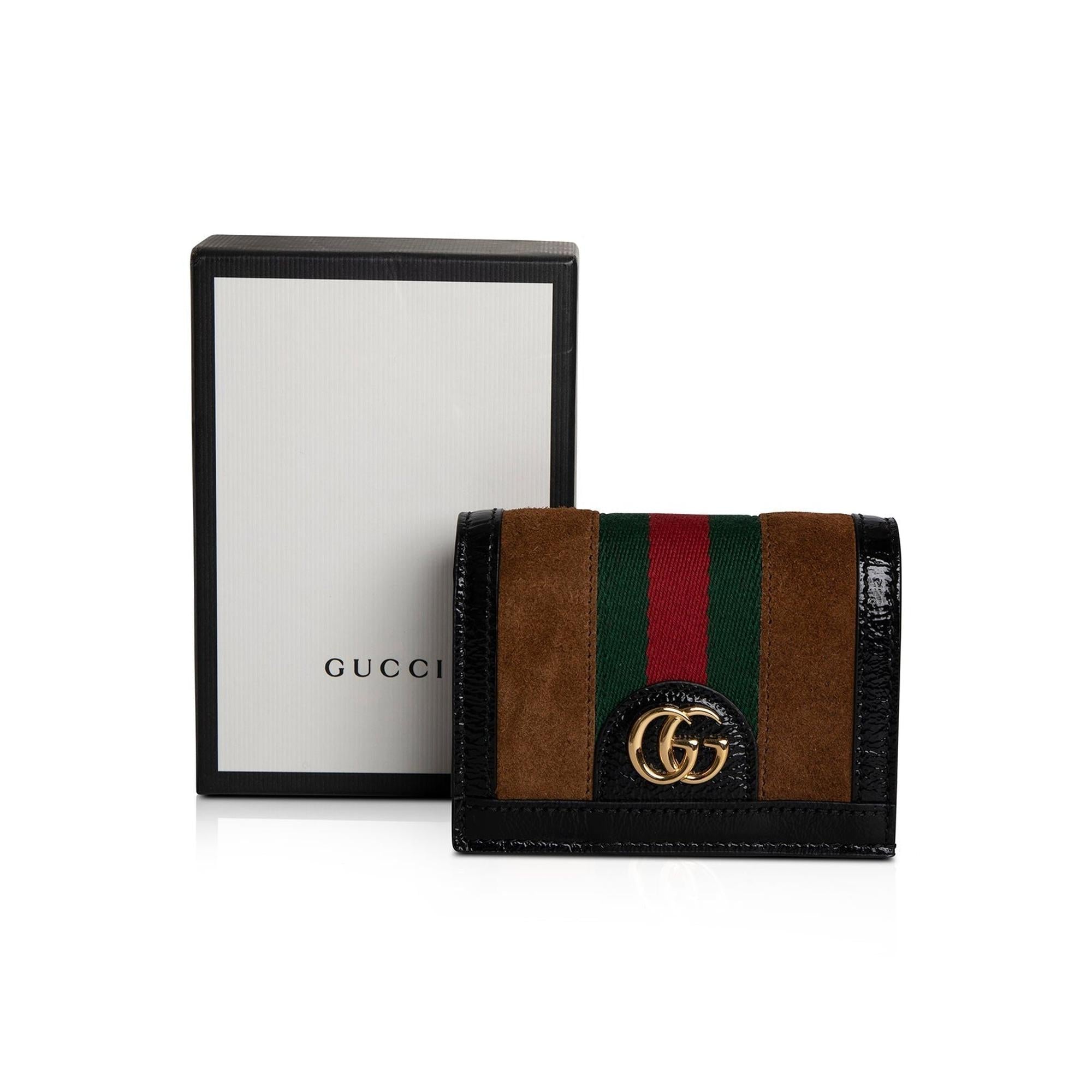 Gucci Suede Ophidia GG Card Case Wallet w/ Box