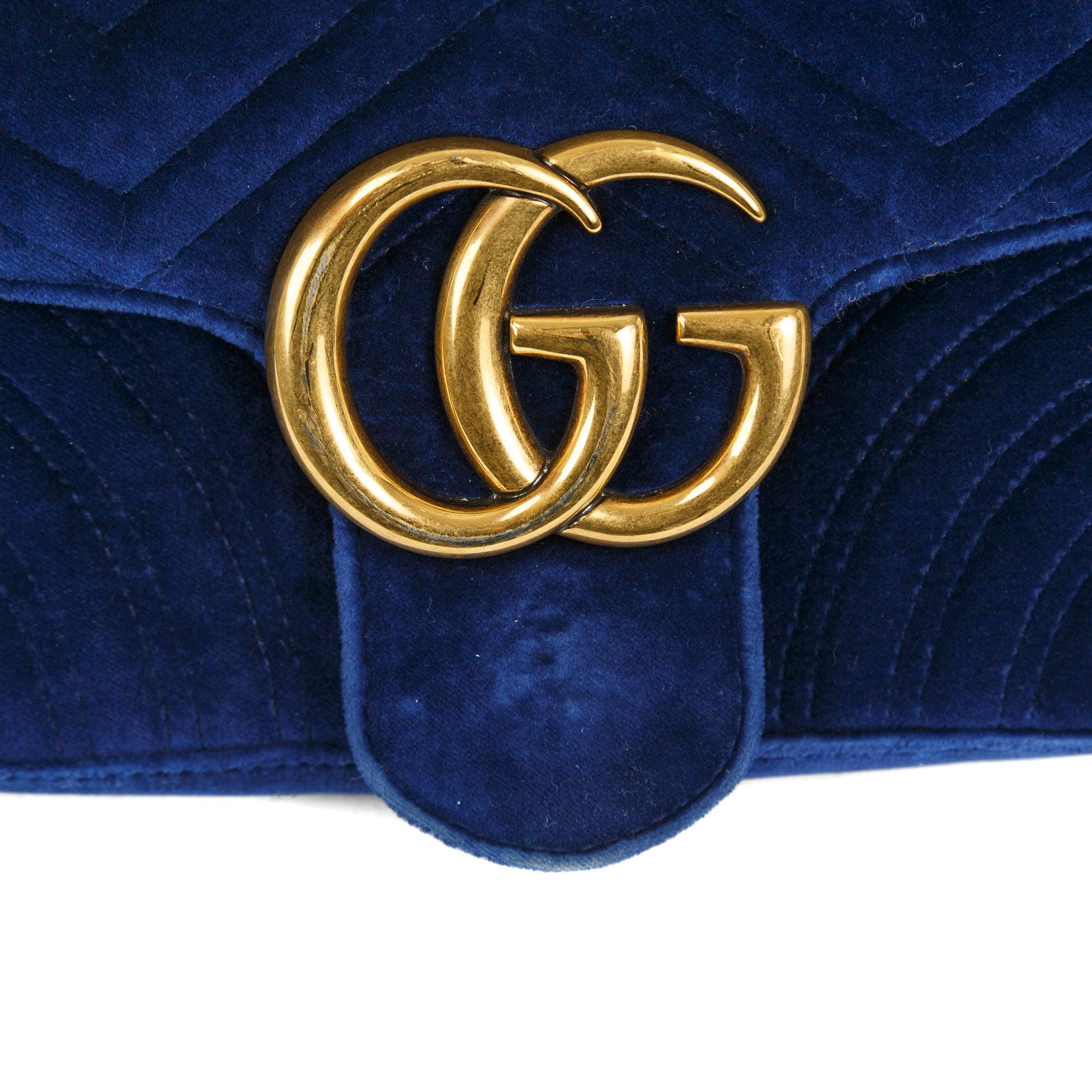 Gucci Velvet Matelasse GG Marmont Medium Shoulder Bag