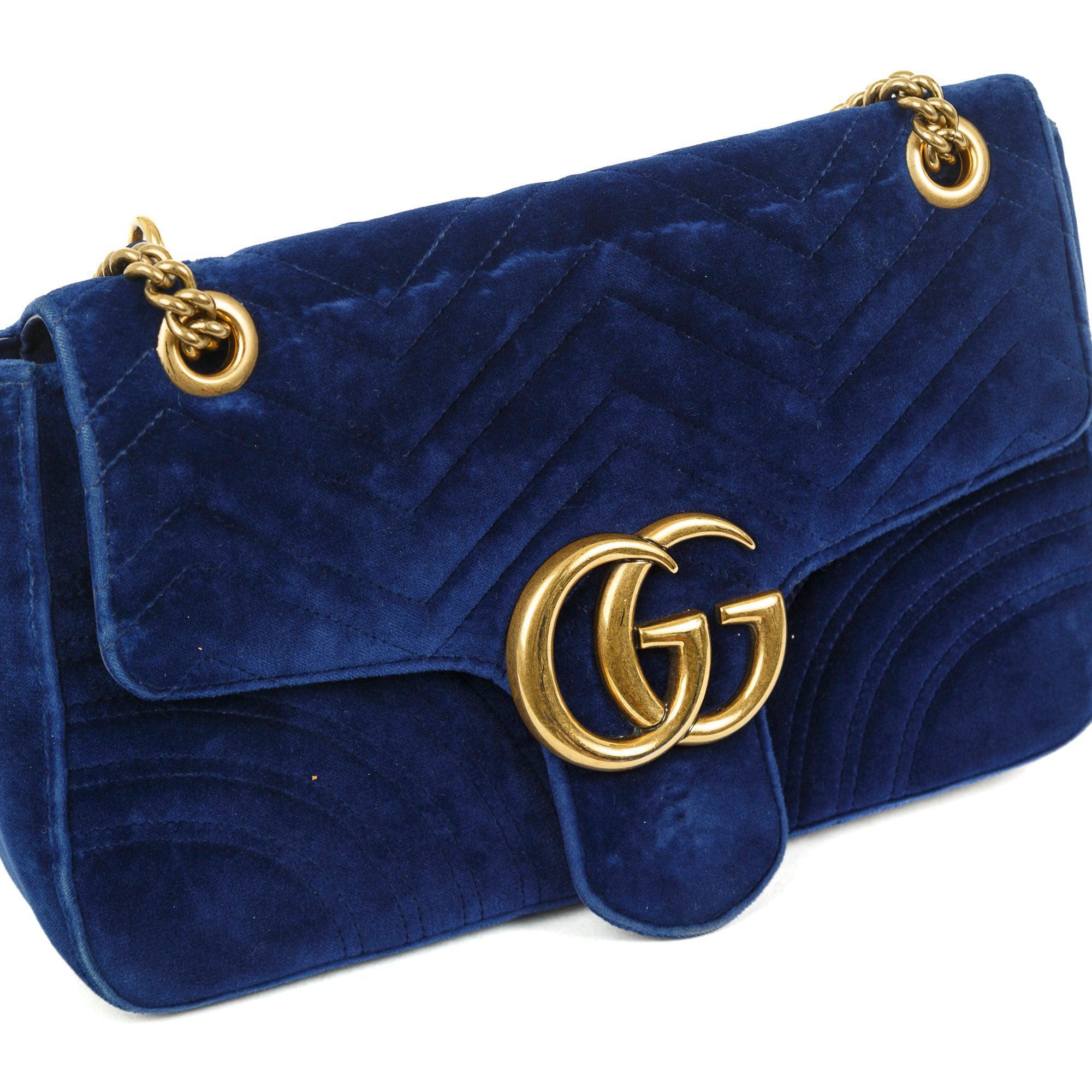 Gucci Velvet Matelasse GG Marmont Medium Shoulder Bag
