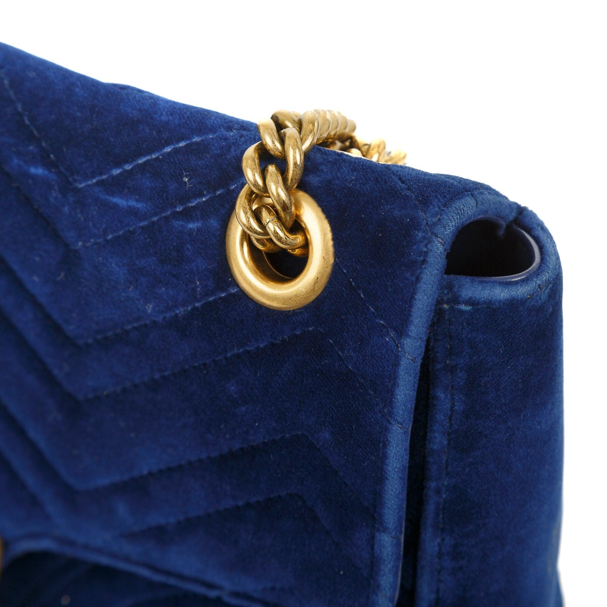 Gucci Velvet Matelasse GG Marmont Medium Shoulder Bag