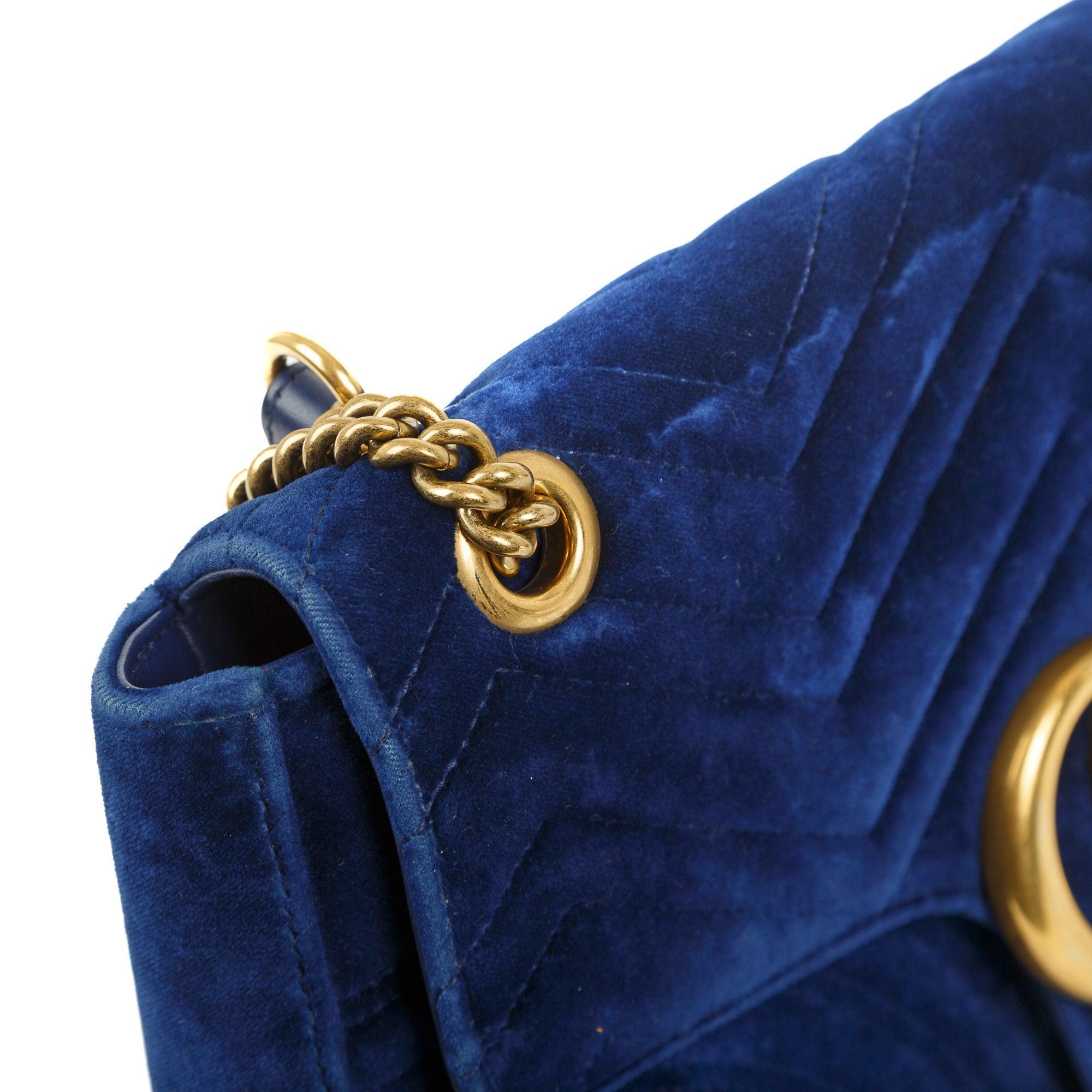 Gucci Velvet Matelasse GG Marmont Medium Shoulder Bag