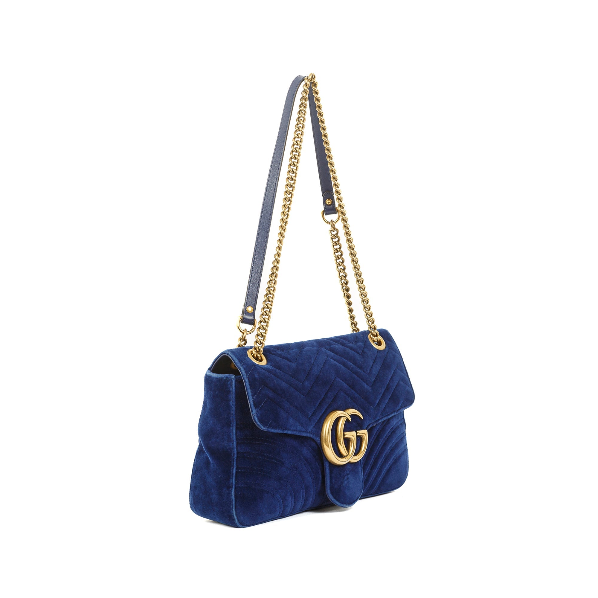Gucci Velvet Matelasse GG Marmont Medium Shoulder Bag