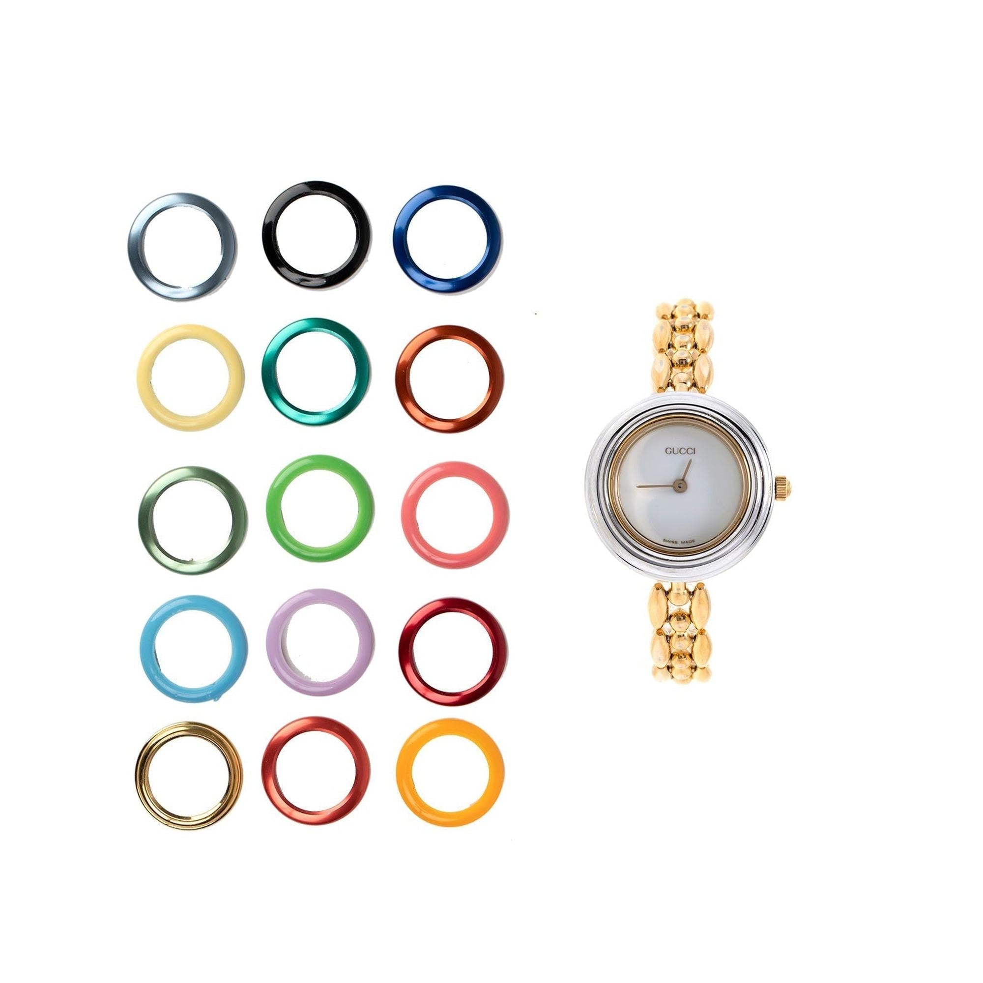 Gucci Vintage 1100 Series Watch w/ 15 Multi-Colour Bezels