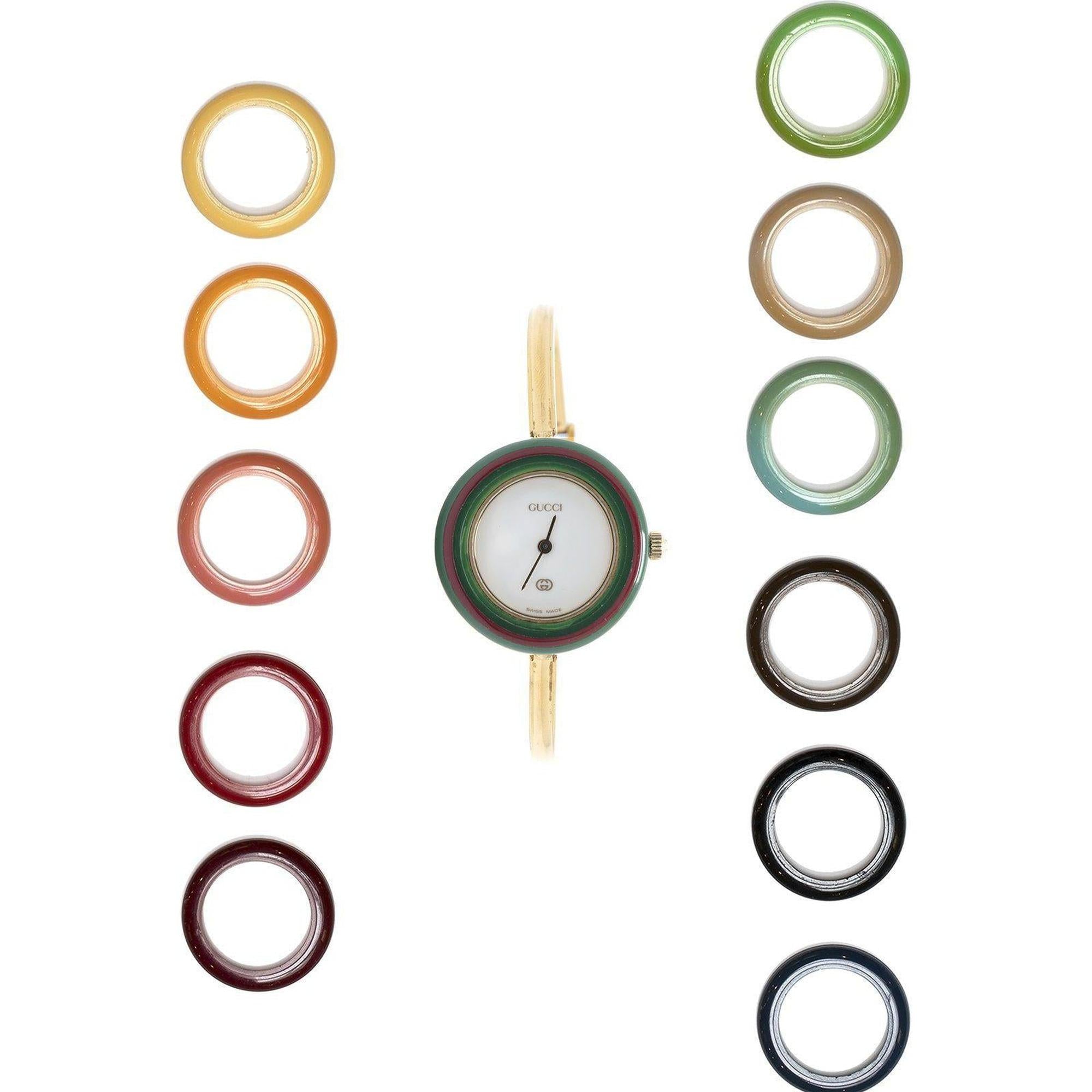 Gucci Vintage 1100 Series Watch w/Box & 11 Multi-Colour Bezels