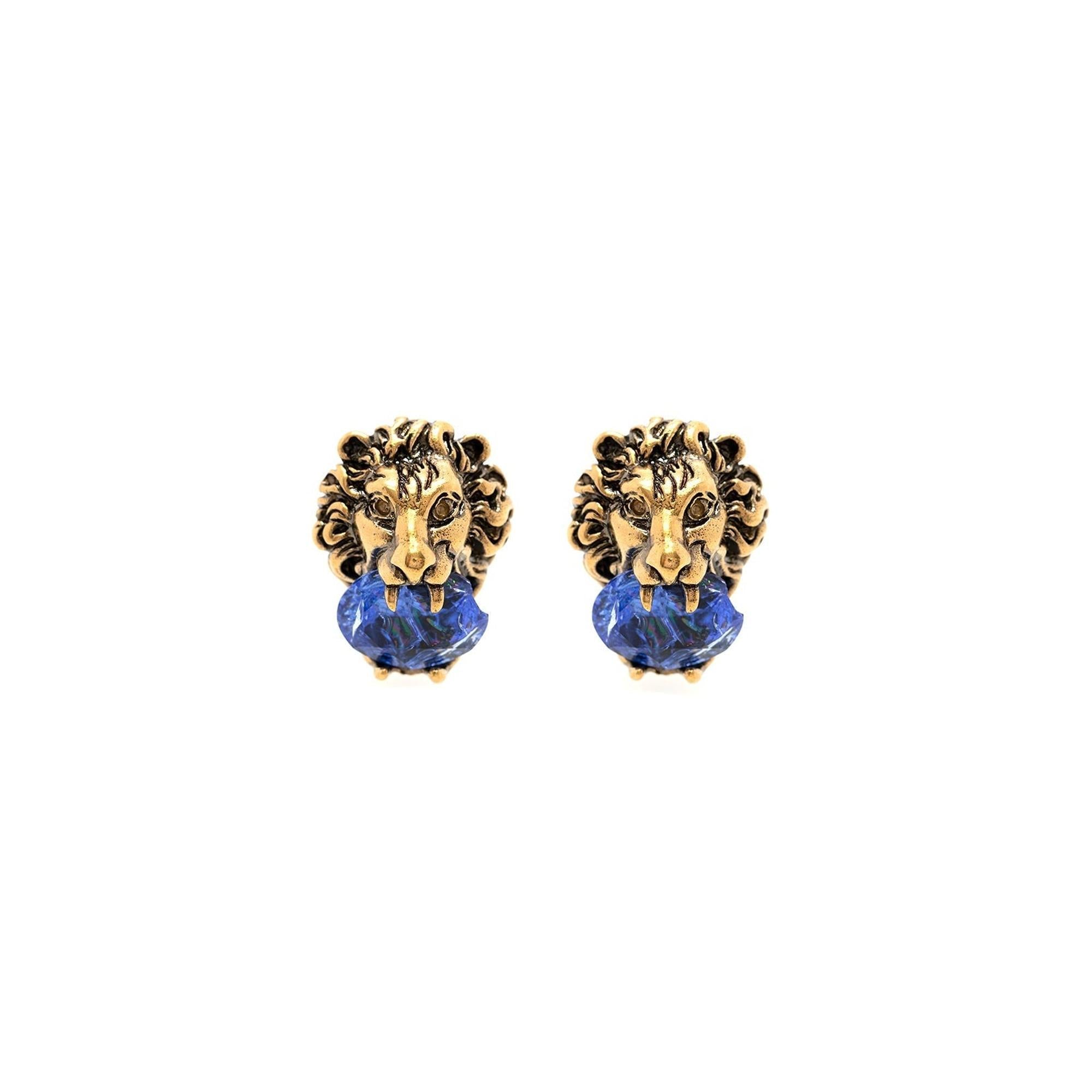 Gucci Vintage Crystal Lion Clip-On Earrings