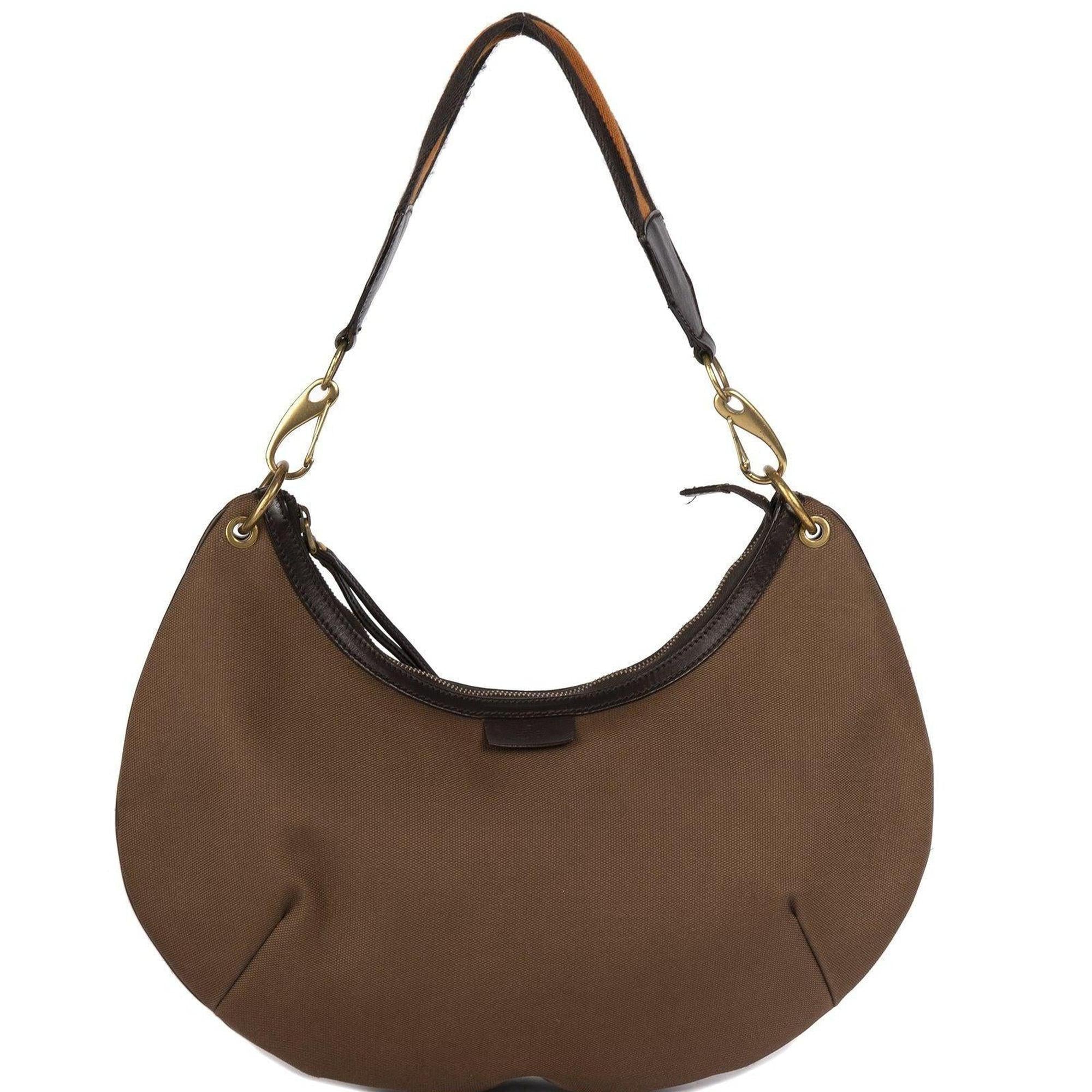 Gucci Vintage Leather-Trimmed Canvas Hobo