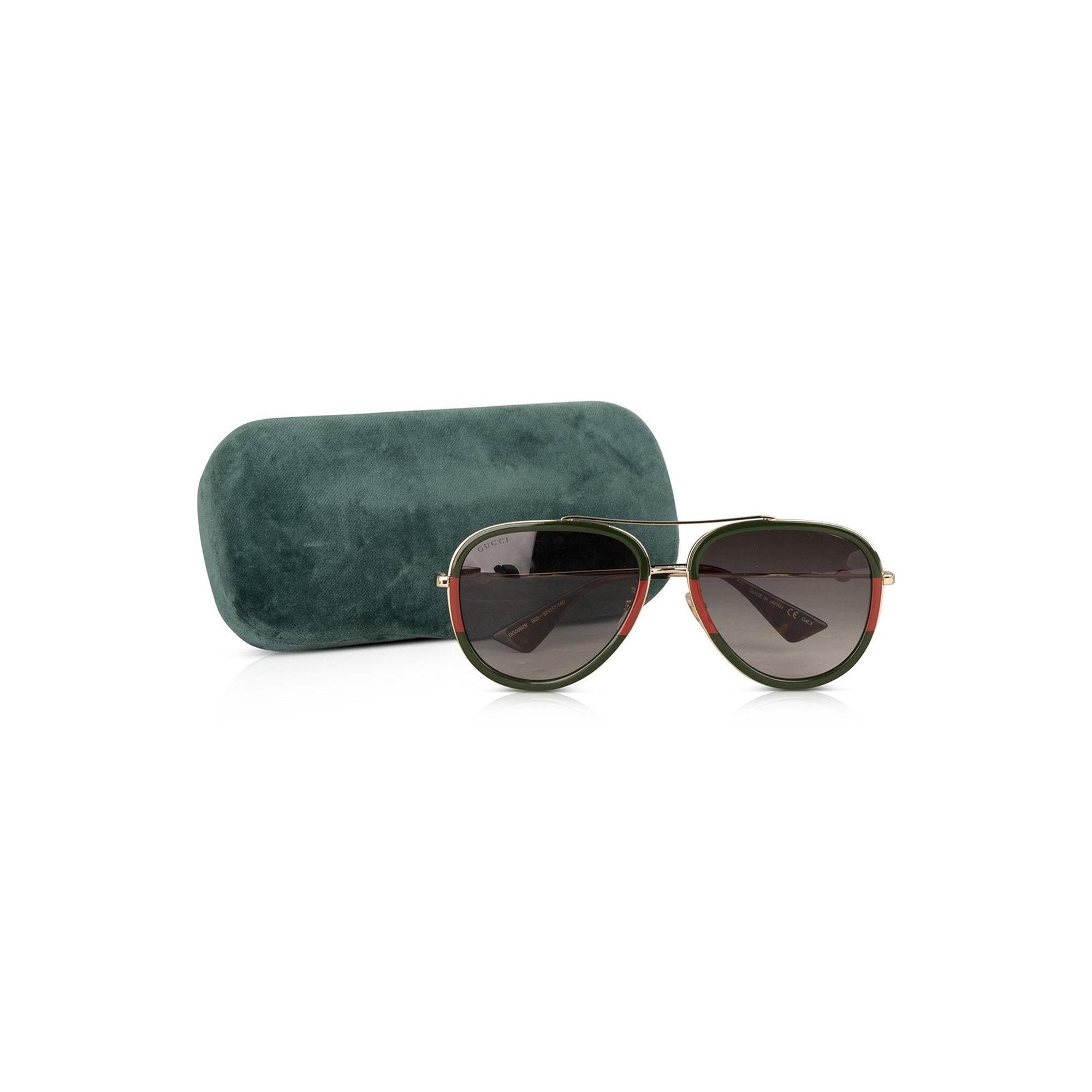 Gucci Web Accent Aviator Sunglasses w/ Case