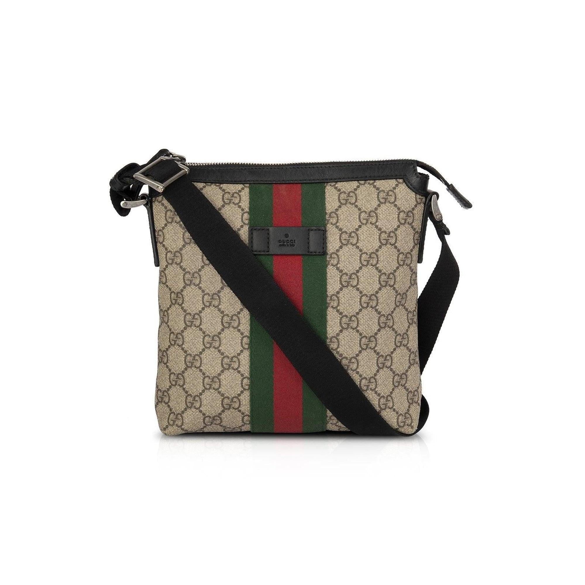 Gucci Web GG Supreme Flat Messenger Bag