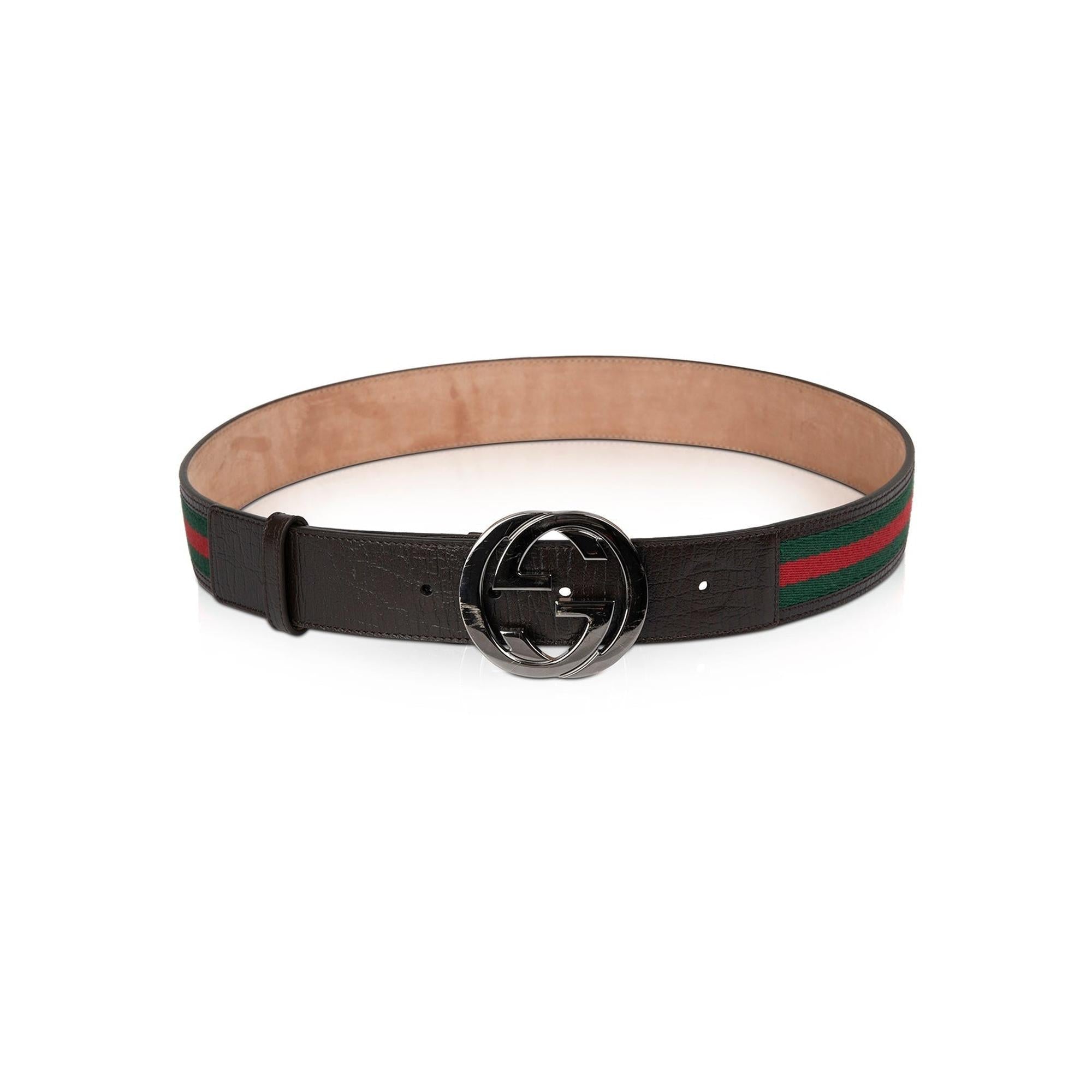 Gucci Web Leather Belt with G Buckle