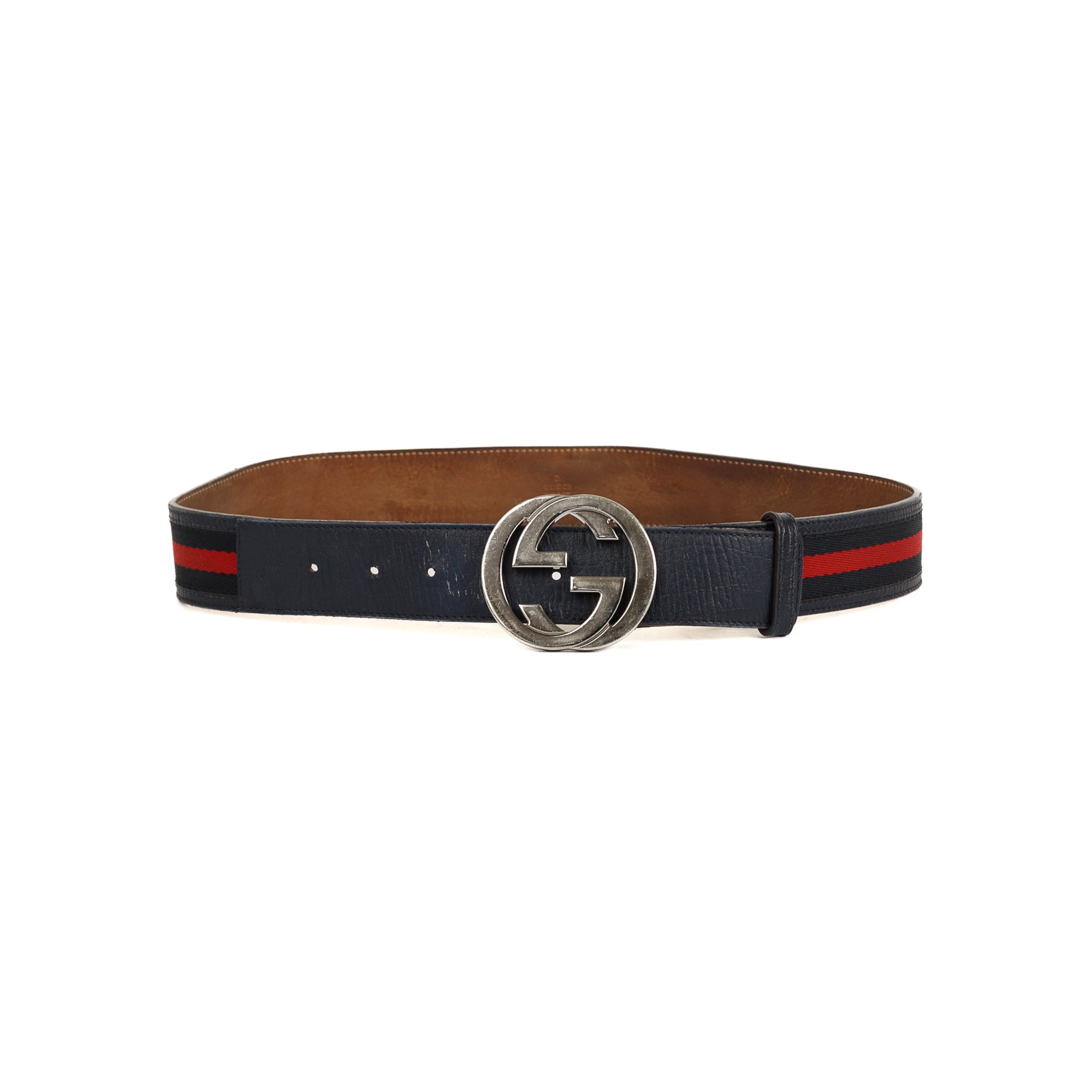Gucci Web Leather Belt with G Buckle